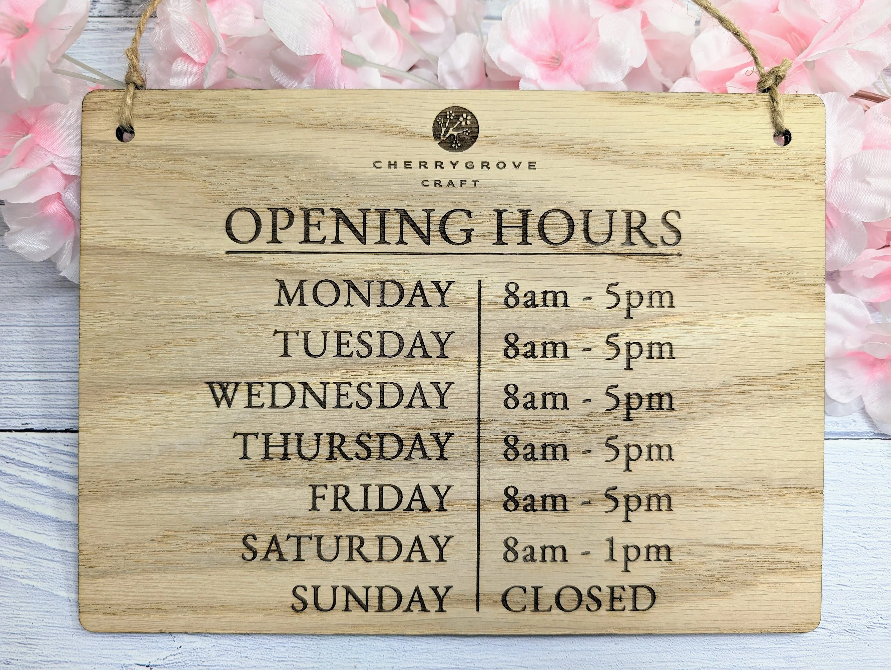 Custom Opening Hours Wooden Sign – Add Your Logo & Personalise Hours | Eco-Friendly Oak Veneer | Business Window Display | 4 Sizes - Image 5