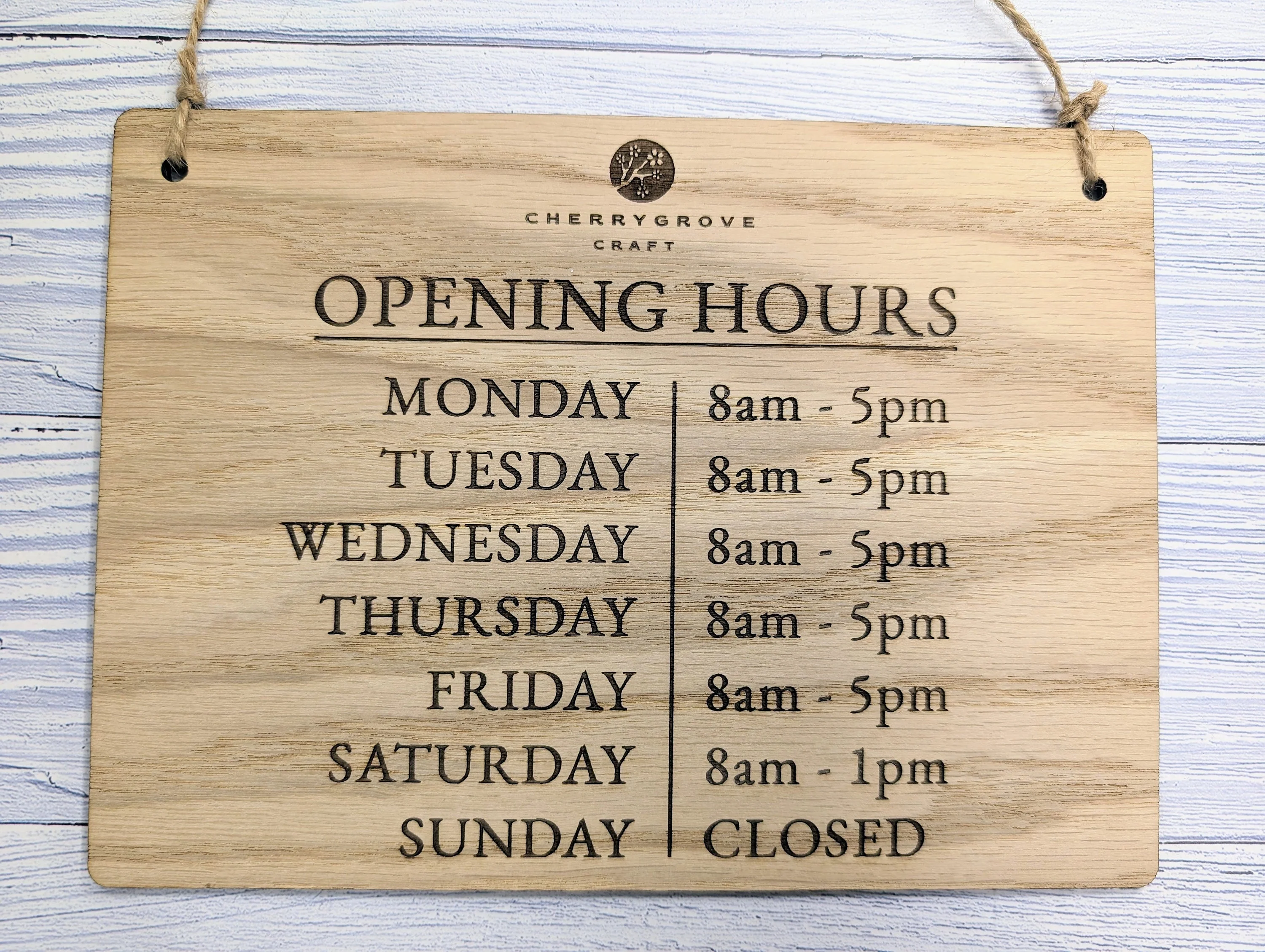 Custom Opening Hours Wooden Sign – Add Your Logo & Personalise Hours | Eco-Friendly Oak Veneer | Business Window Display | 4 Sizes - Image 6