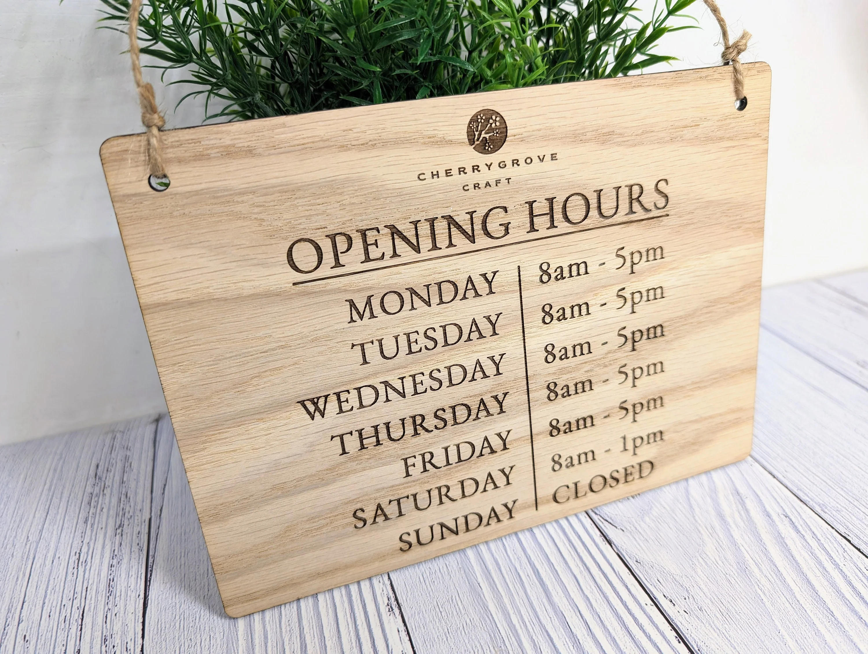 Custom Opening Hours Wooden Sign – Add Your Logo & Personalise Hours | Eco-Friendly Oak Veneer | Business Window Display | 4 Sizes - Image 9