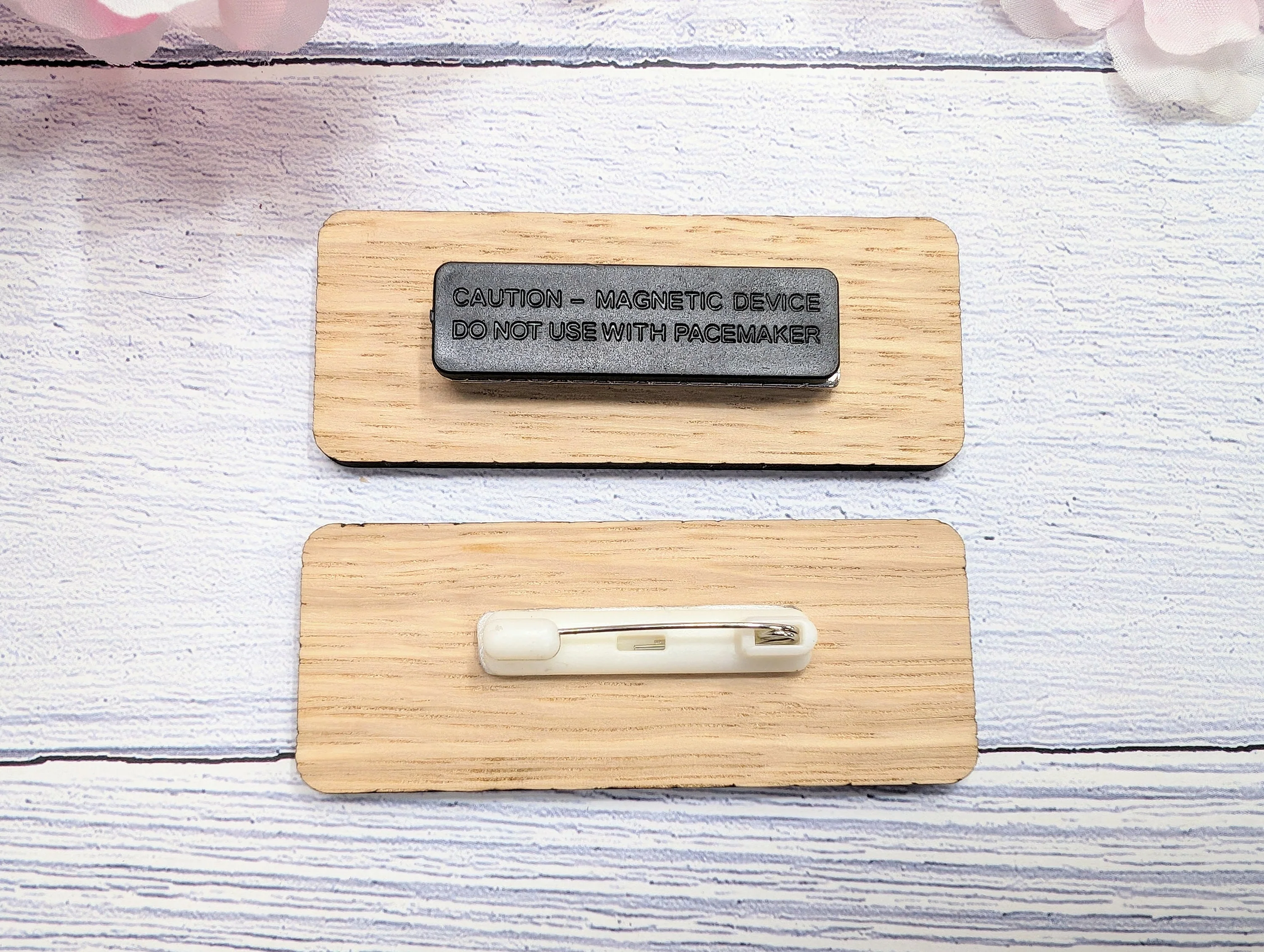 Pronoun Oak Name Badges - Custom, Inclusive & Personalised, Pin/Magnet | Eco-Friendly, He/She/They - Respectful Workplace Accessory - Image 7