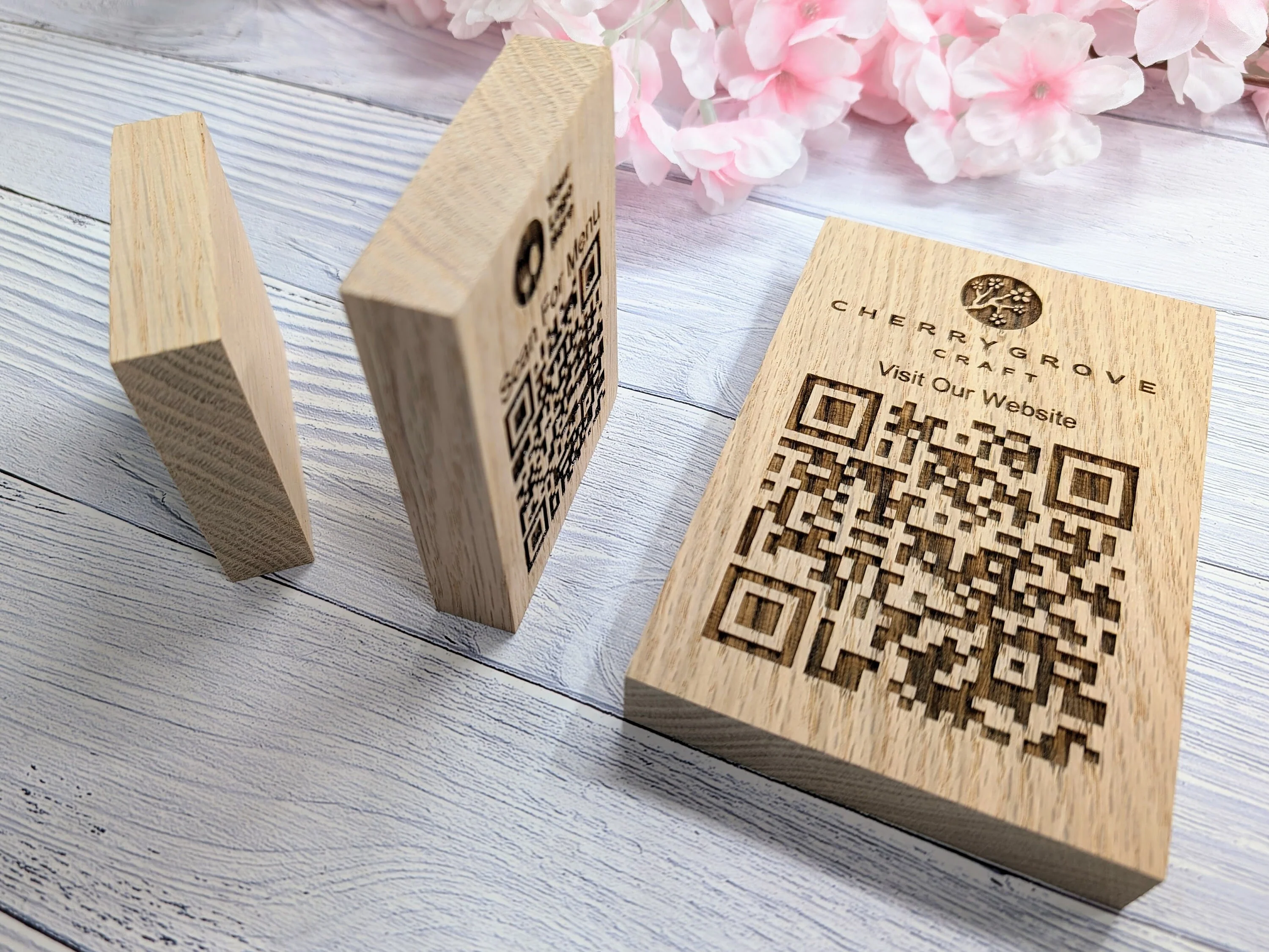 Custom QR Code Oak Blocks - Ideal for Menus, Websites, Social Media - 3 Sizes - Image 3