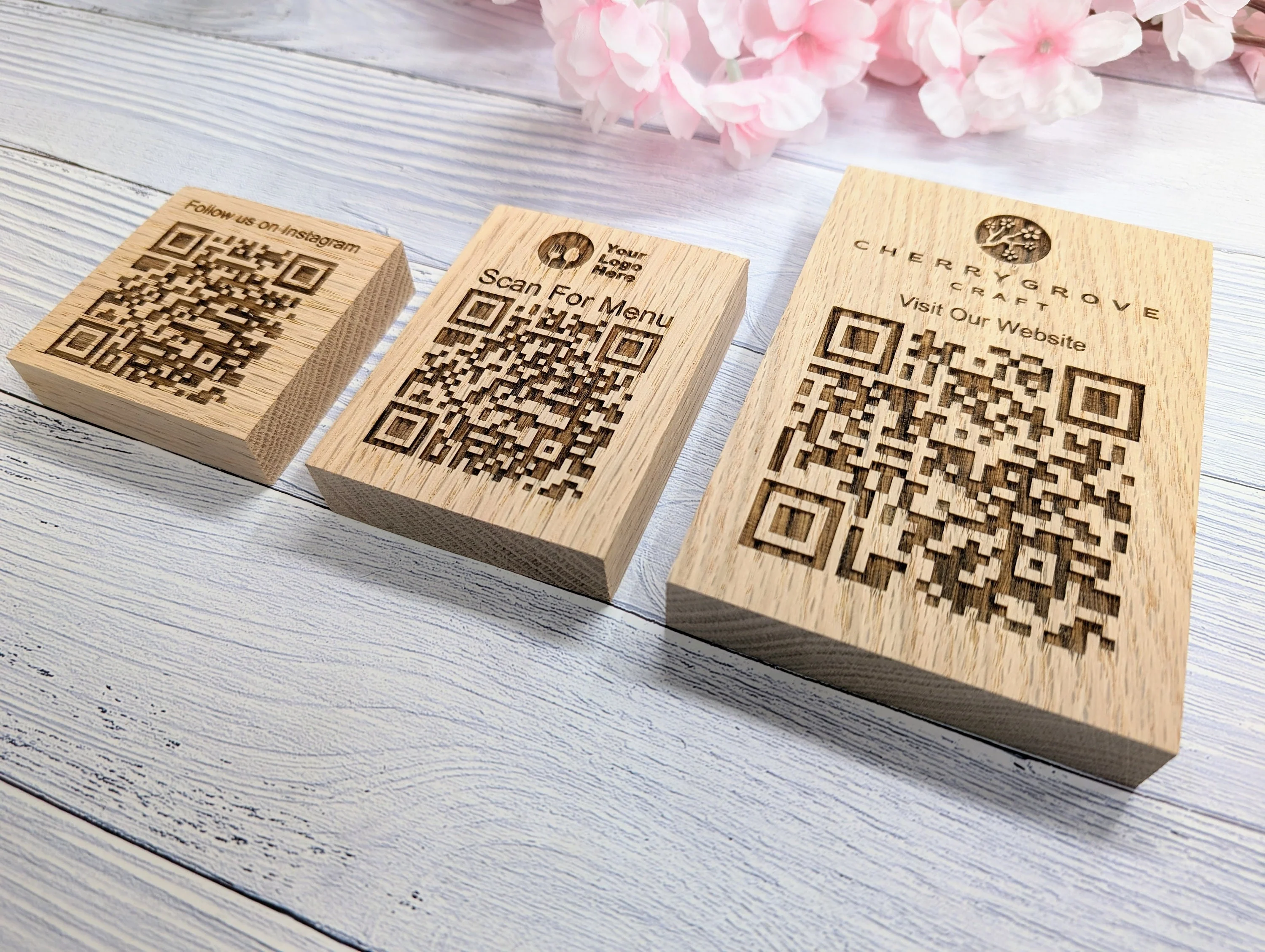 Custom QR Code Oak Blocks - Ideal for Menus, Websites, Social Media - 3 Sizes - Image 7