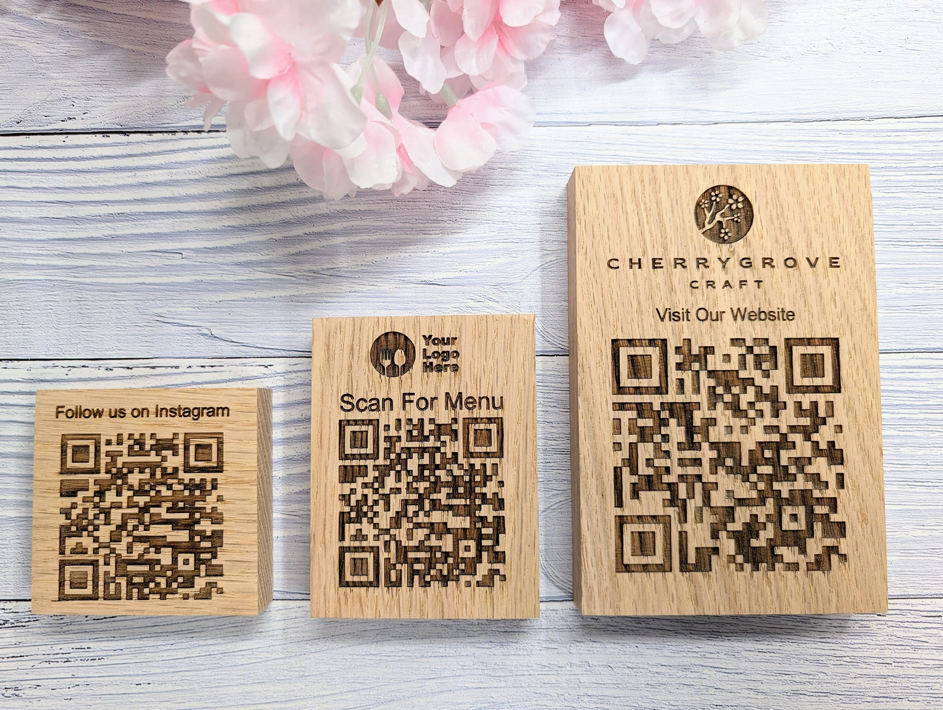 Custom QR Code Oak Blocks - Ideal for Menus, Websites, Social Media - 3 Sizes - Image 9