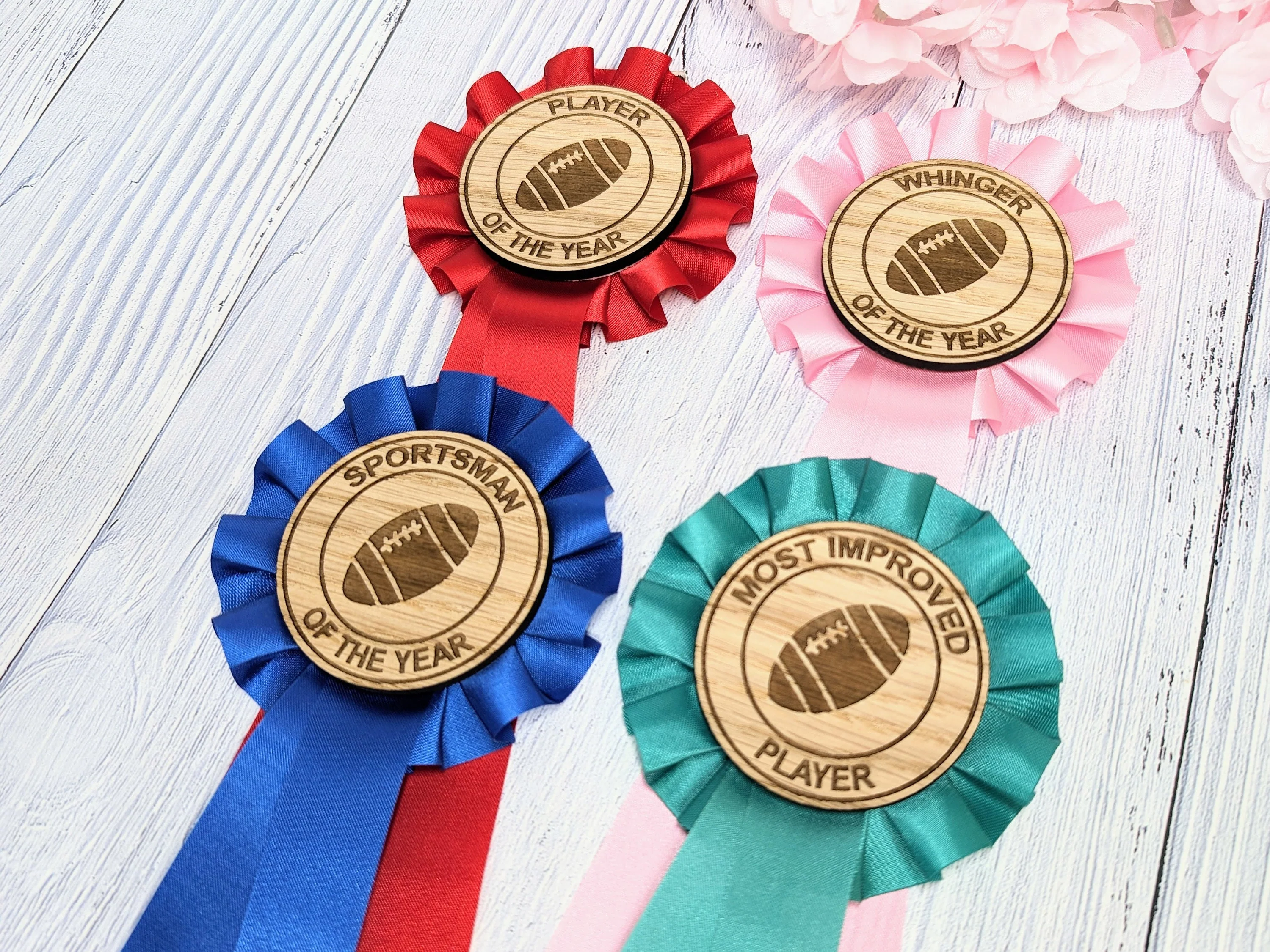 Custom Rugby Rosettes - Personalised Rugby Awards | Choice of Colours, Eco-Friendly, Handcrafted, Fun & Serious Titles - Image 2