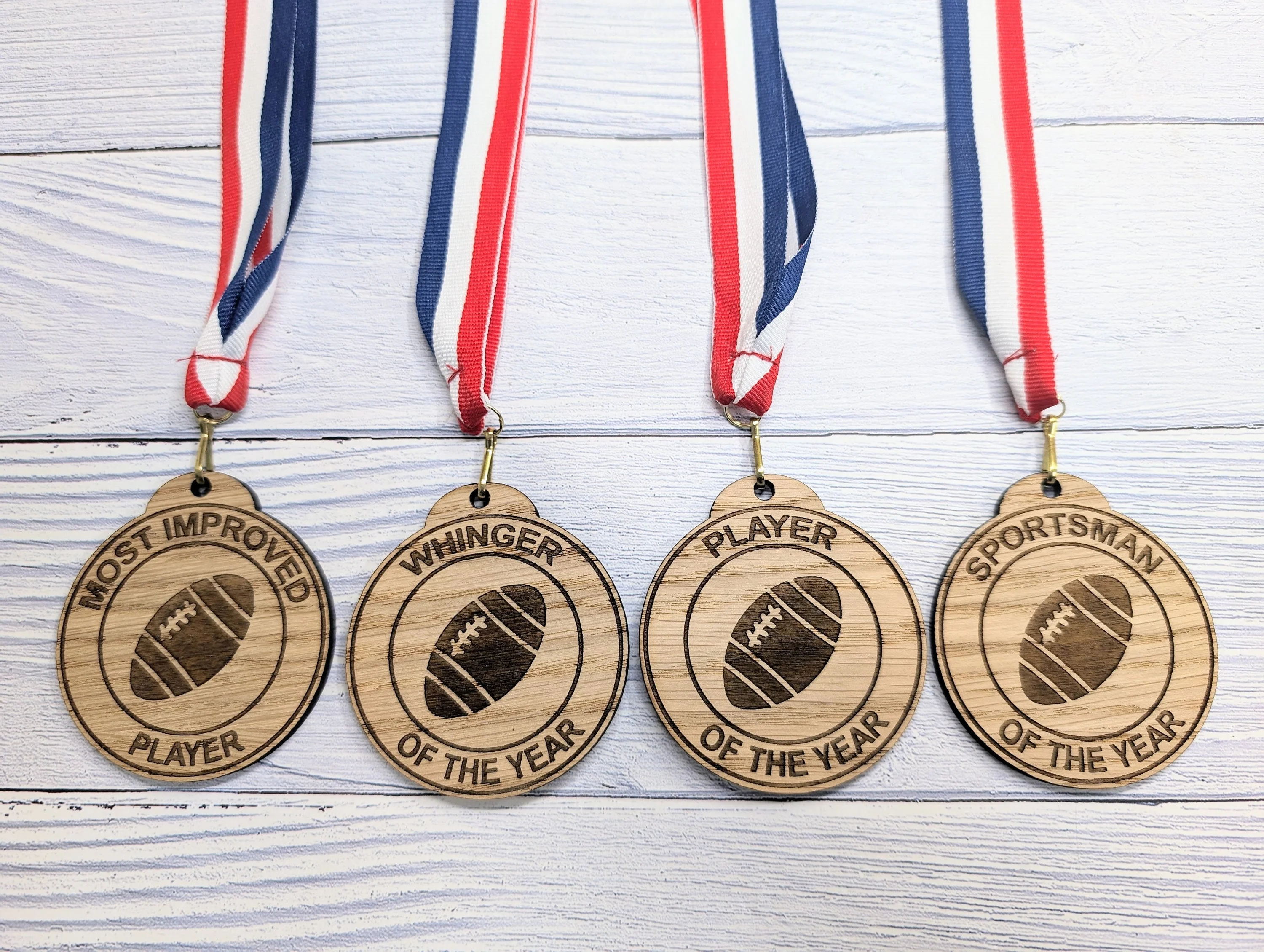 Custom Rugby-Themed Wooden Medals - Personalised Sports Awards for Teams and Clubs