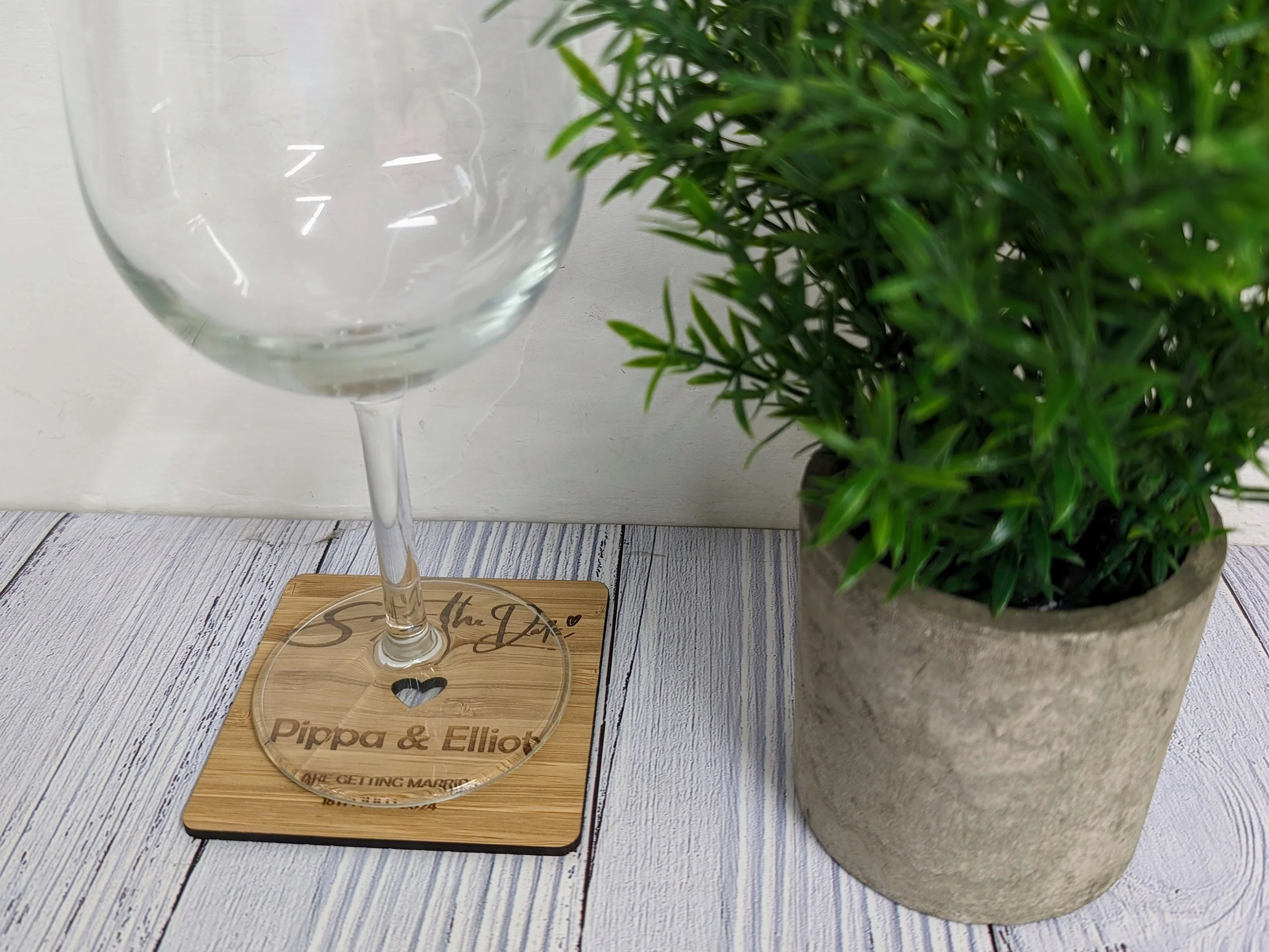 Custom 'Save The Date' Bamboo Coasters - Personalised with Names & Date - Image 2