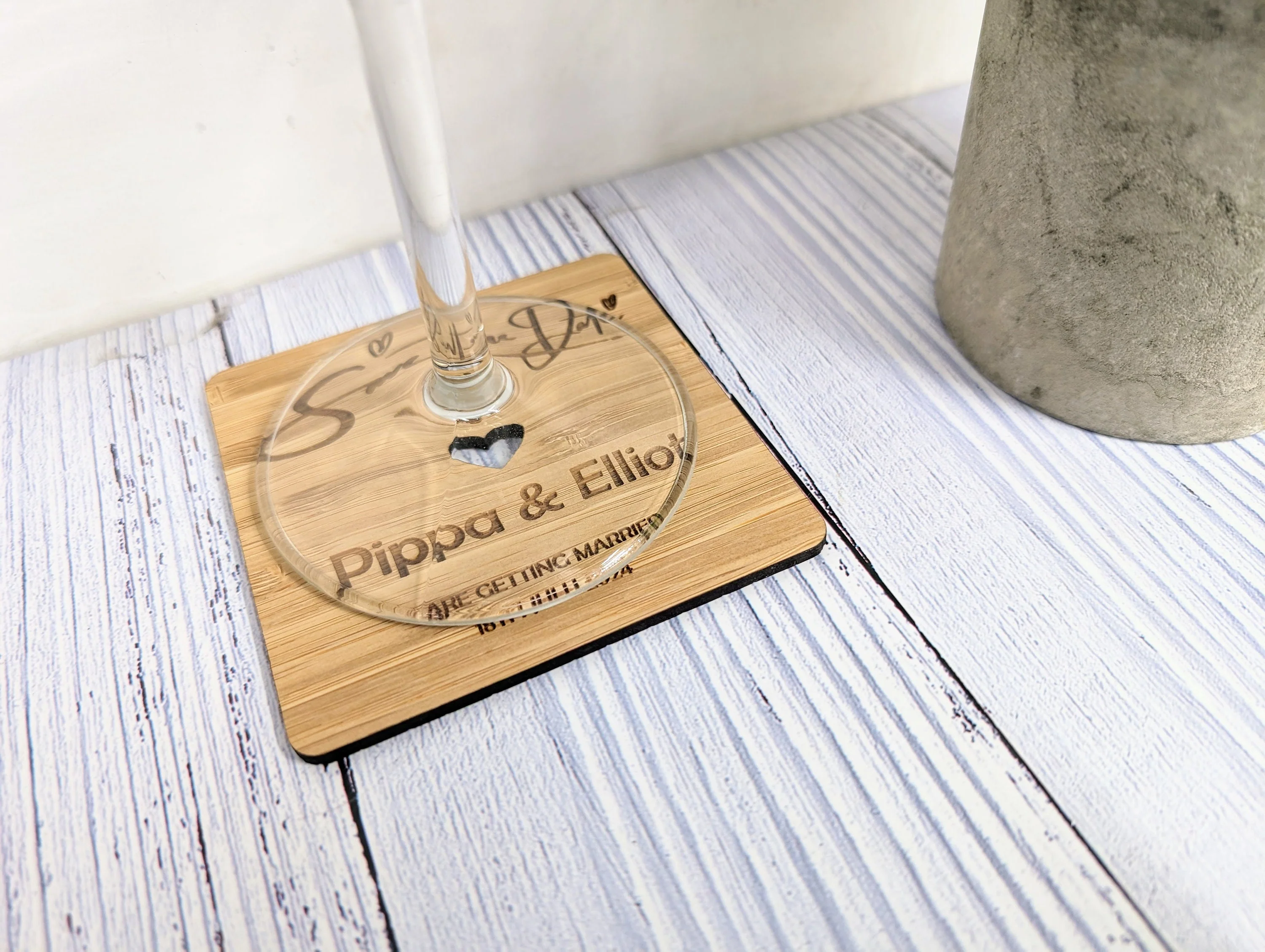 Custom 'Save The Date' Bamboo Coasters - Personalised with Names & Date - Image 4