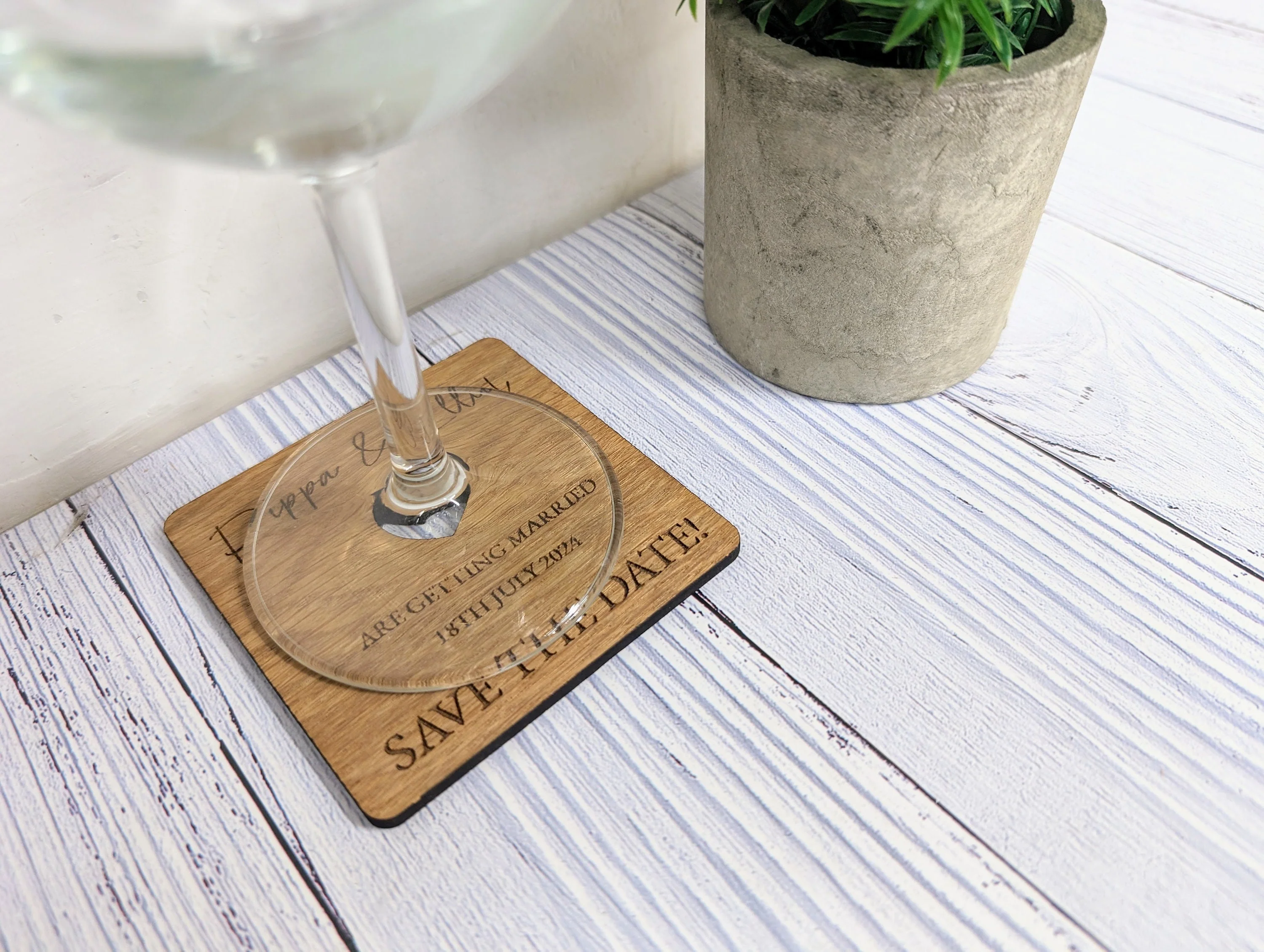 Custom 'Save The Date' Wooden Coasters - Unique Wedding Favors - Image 3