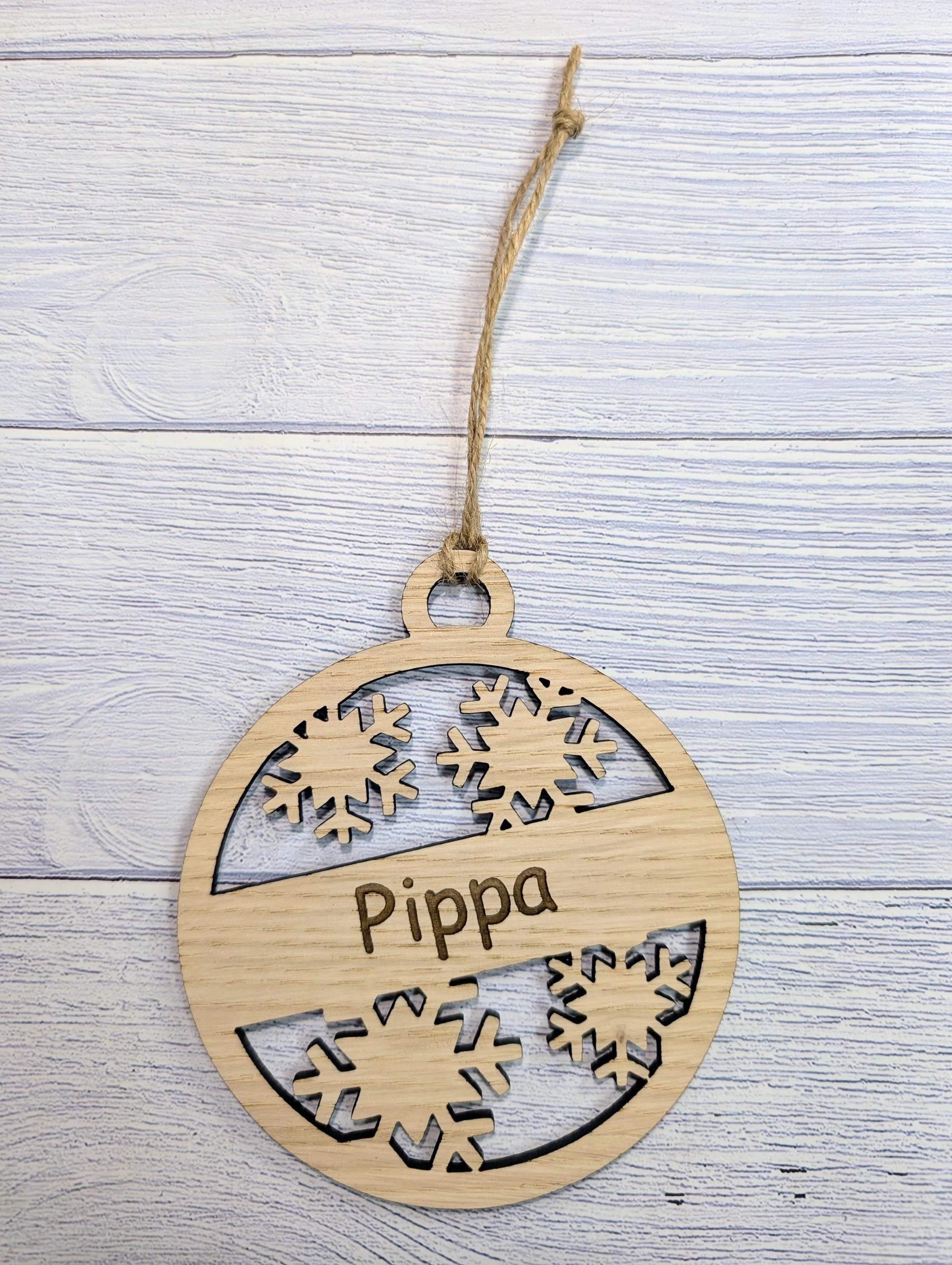 Custom Snowflake Wooden Christmas Bauble for Festive Decor | Personalised Gift | Custom Tree Decoration | Xmas Oak Ornament | Festive - Image 6