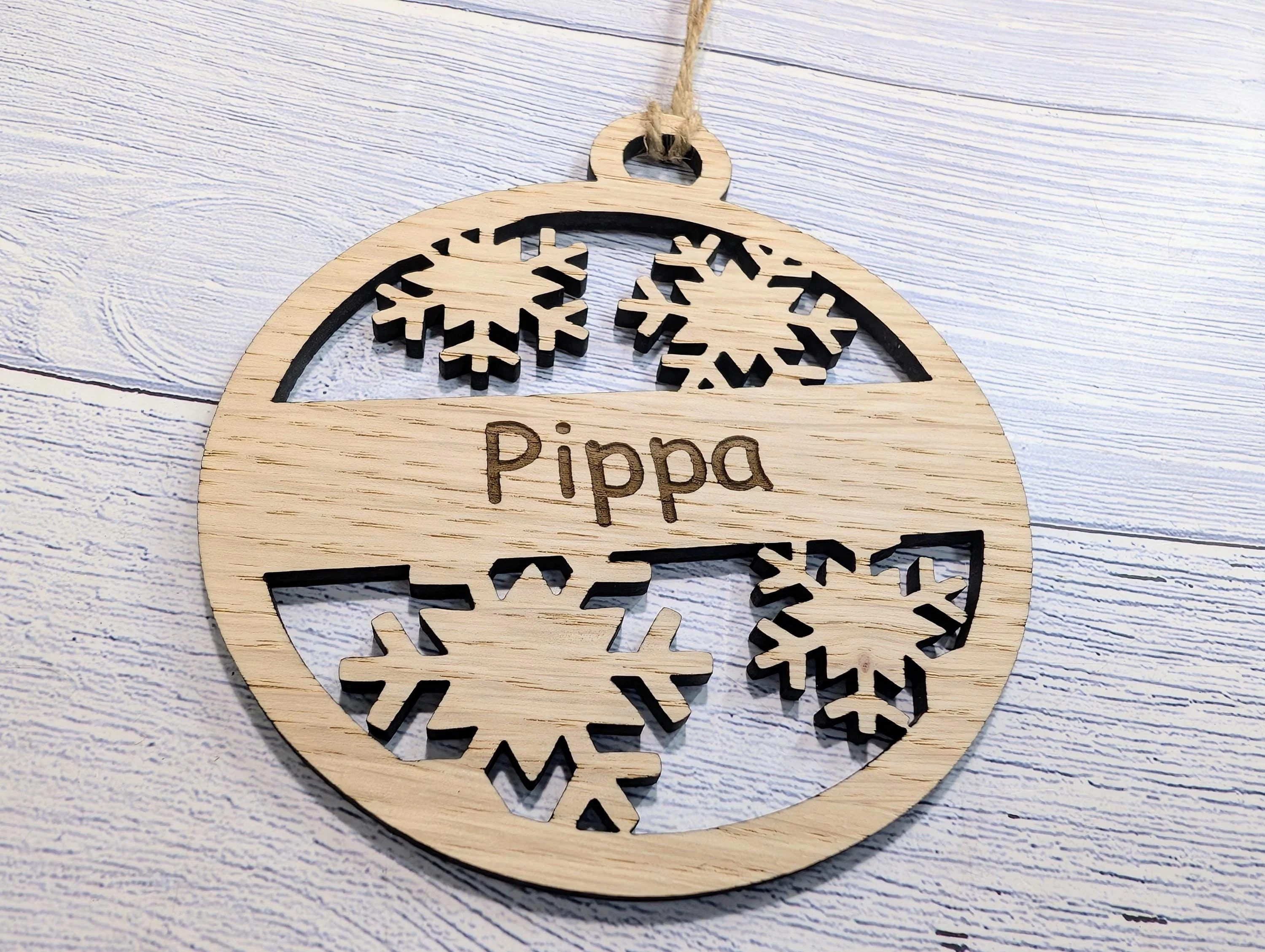 Custom Snowflake Wooden Christmas Bauble for Festive Decor | Personalised Gift | Custom Tree Decoration | Xmas Oak Ornament | Festive - Image 7