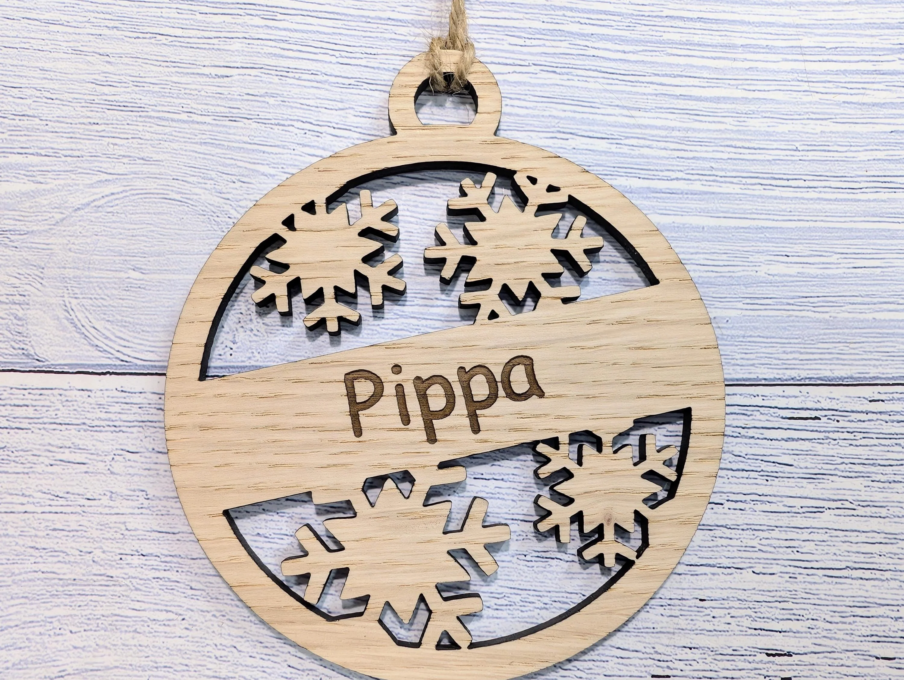 Custom Snowflake Wooden Christmas Bauble for Festive Decor | Personalised Gift | Custom Tree Decoration | Xmas Oak Ornament | Festive - Image 9