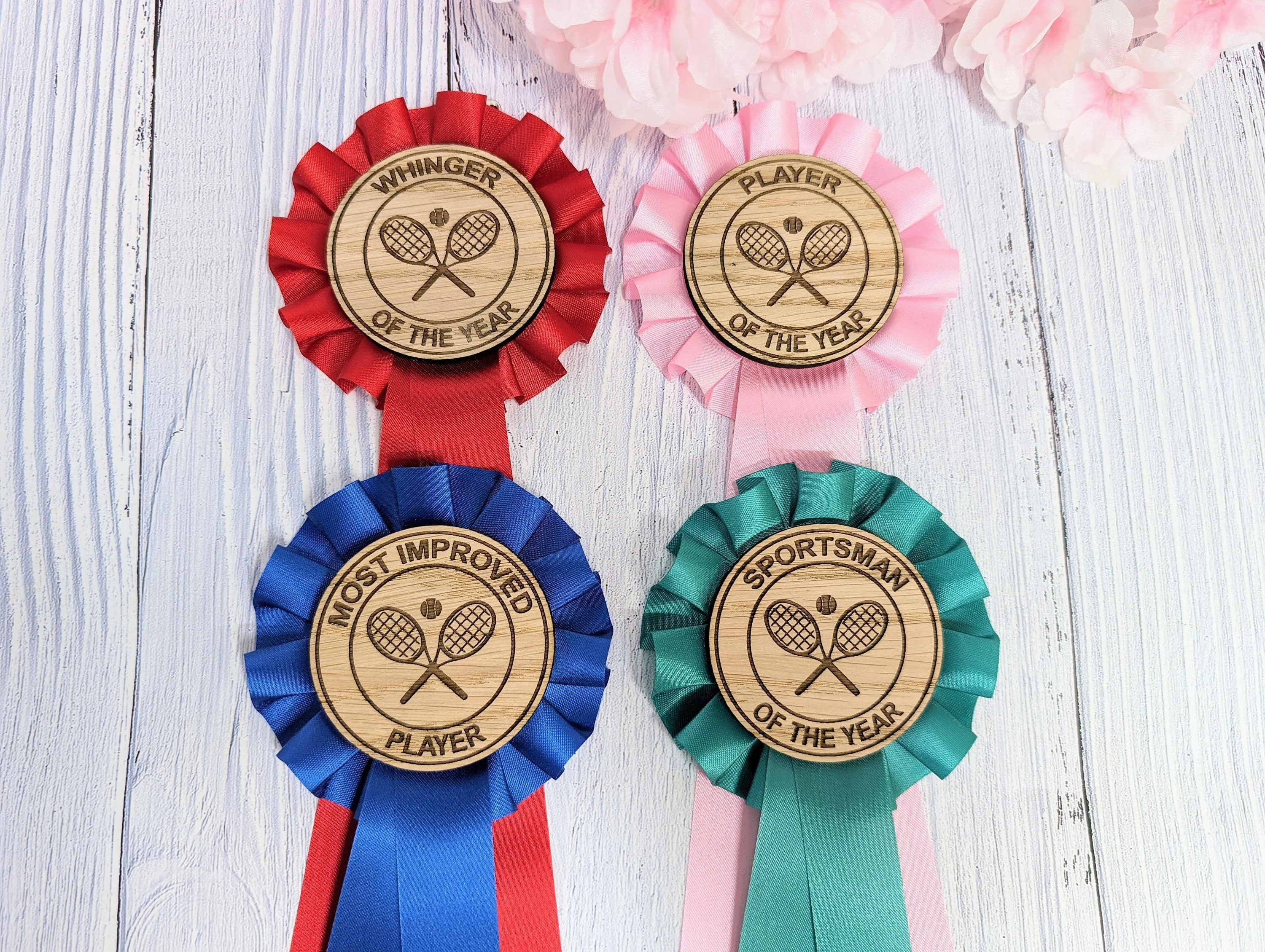 Custom Tennis Rosettes - Personalised Tennis Awards | Choice of Colours, Eco-Friendly, Handcrafted, Fun & Serious Titles - Image 6