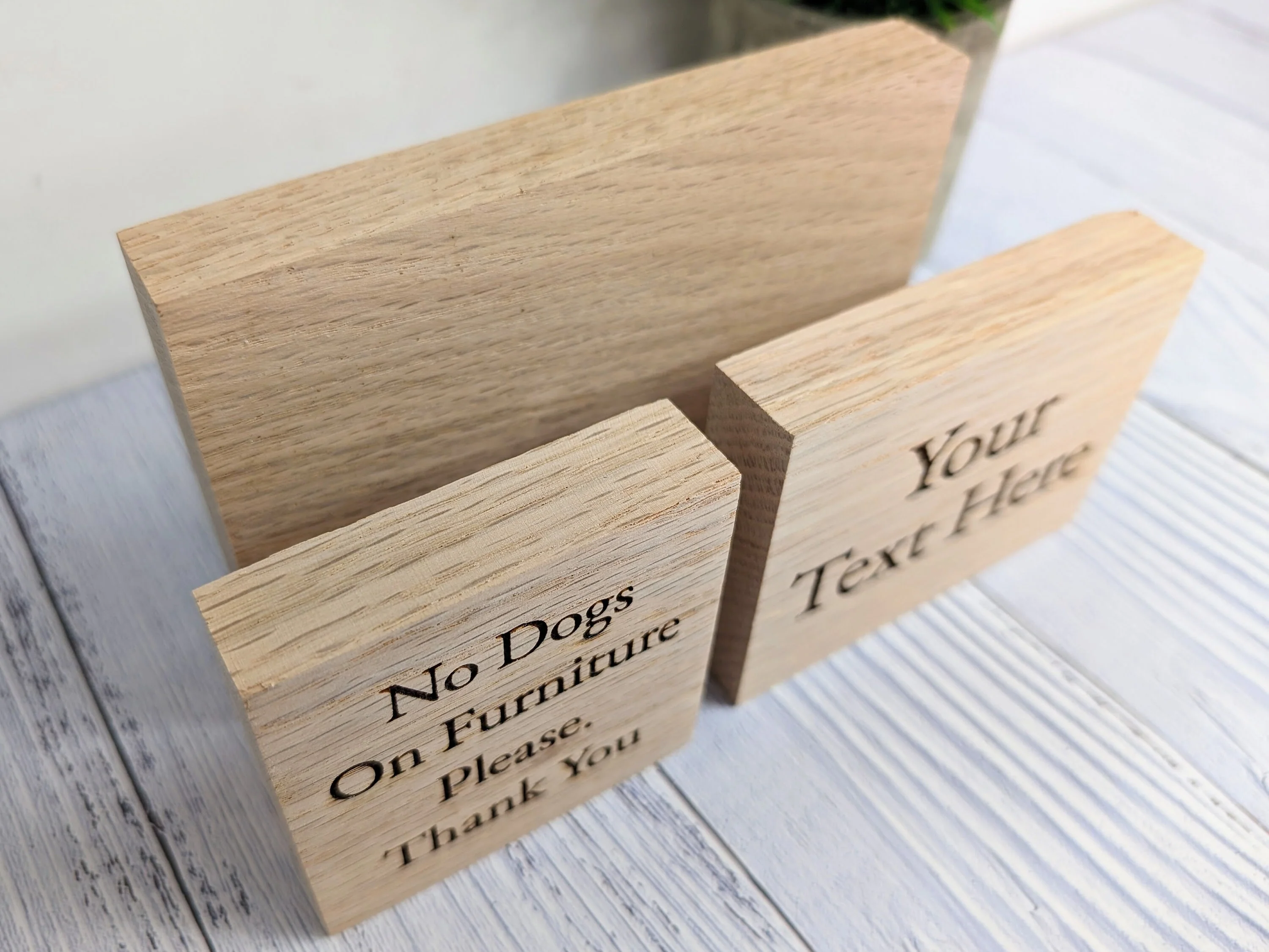 Custom Text Oak Block Freestanding Sign - 3 Sizes - Add Your Text & Optional Logo - Image 2