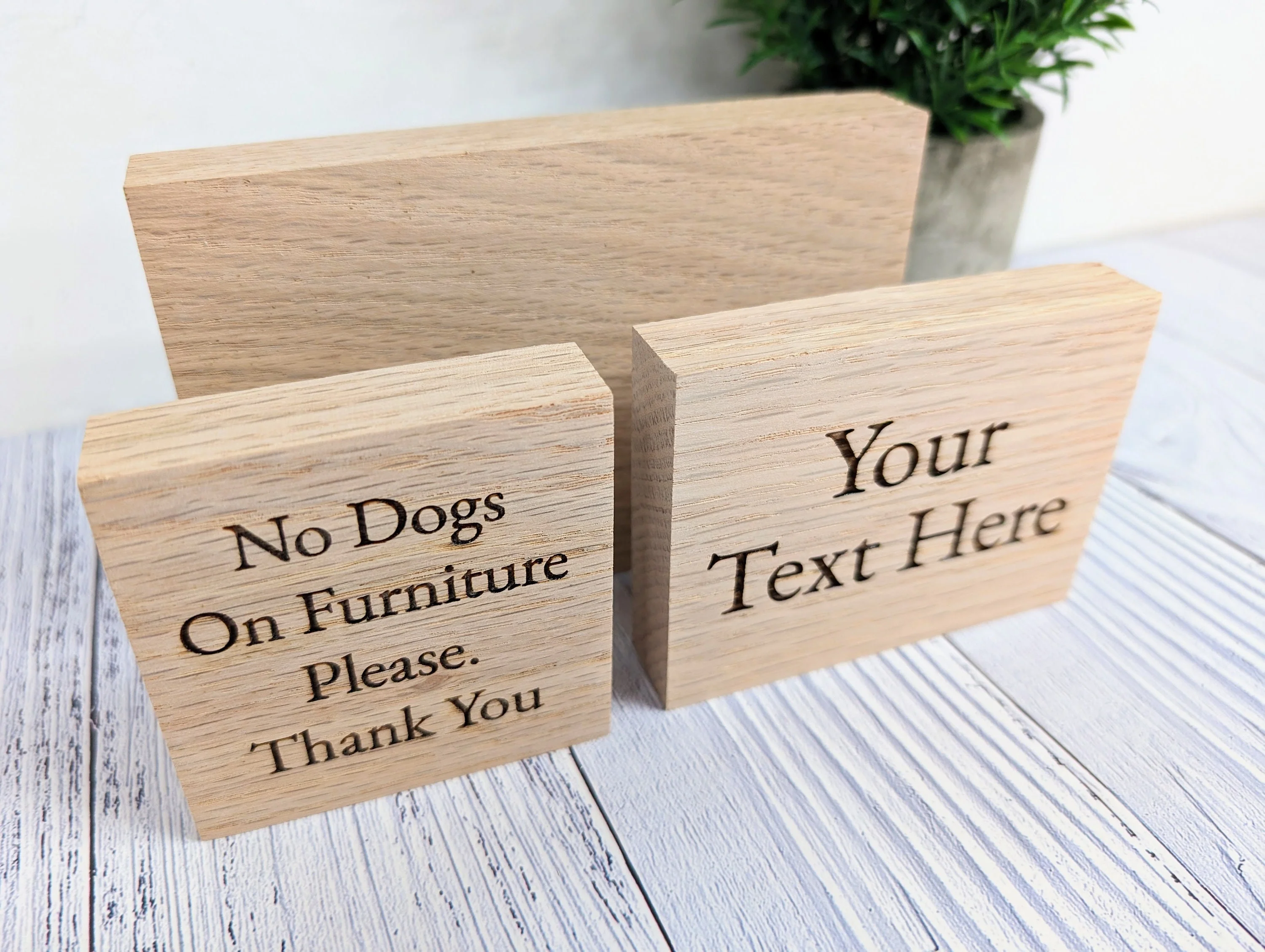 Custom Text Oak Block Freestanding Sign - 3 Sizes - Add Your Text & Optional Logo - Image 4