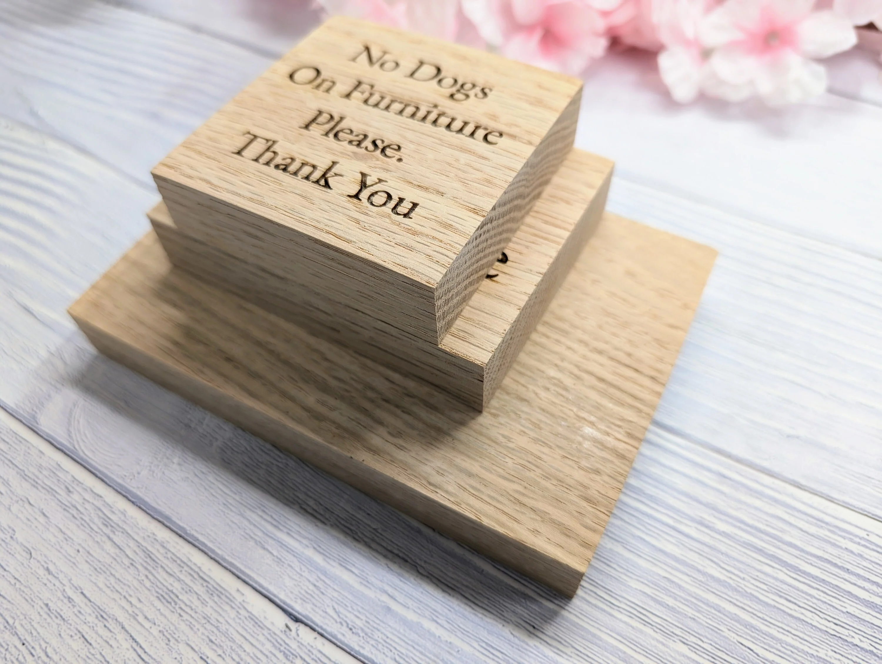 Custom Text Oak Block Freestanding Sign - 3 Sizes - Add Your Text & Optional Logo - Image 5
