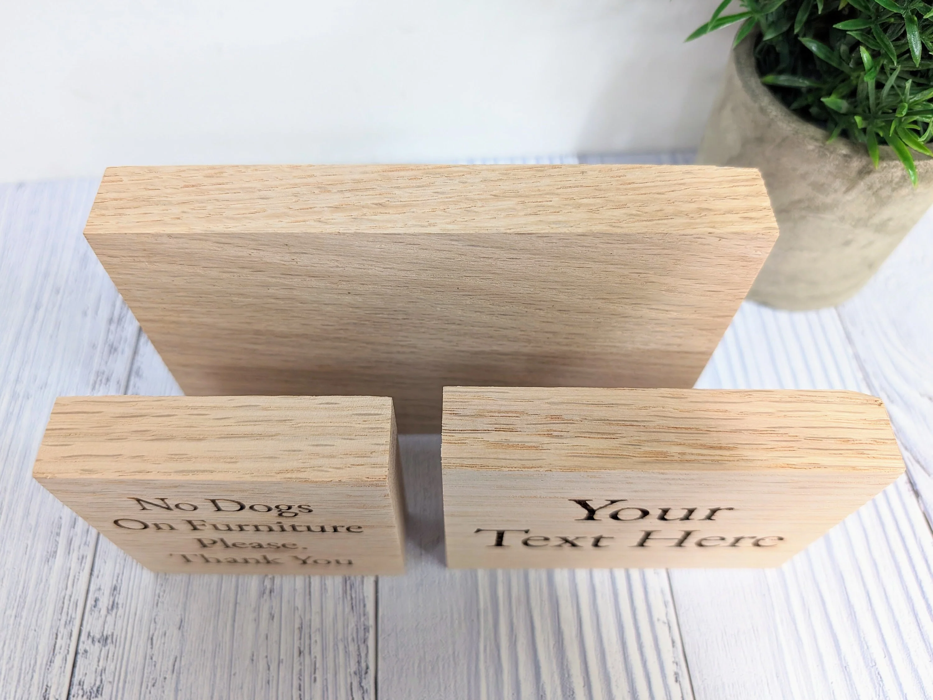 Custom Text Oak Block Freestanding Sign - 3 Sizes - Add Your Text & Optional Logo - Image 6