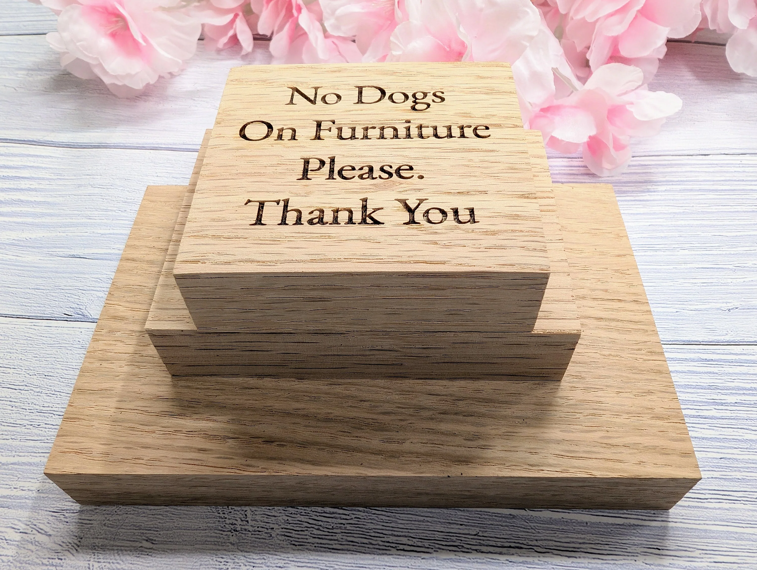 Custom Text Oak Block Freestanding Sign - 3 Sizes - Add Your Text & Optional Logo - Image 9