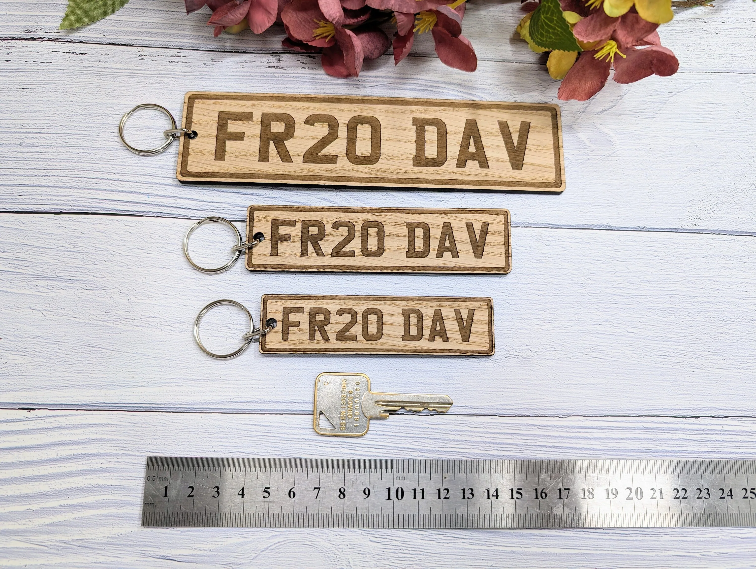 Custom UK Car Plate Keyring - Handmade Eco-Friendly Oak, Personalised Vehicle Registration Gift, Available in 3 Sizes - Image 3