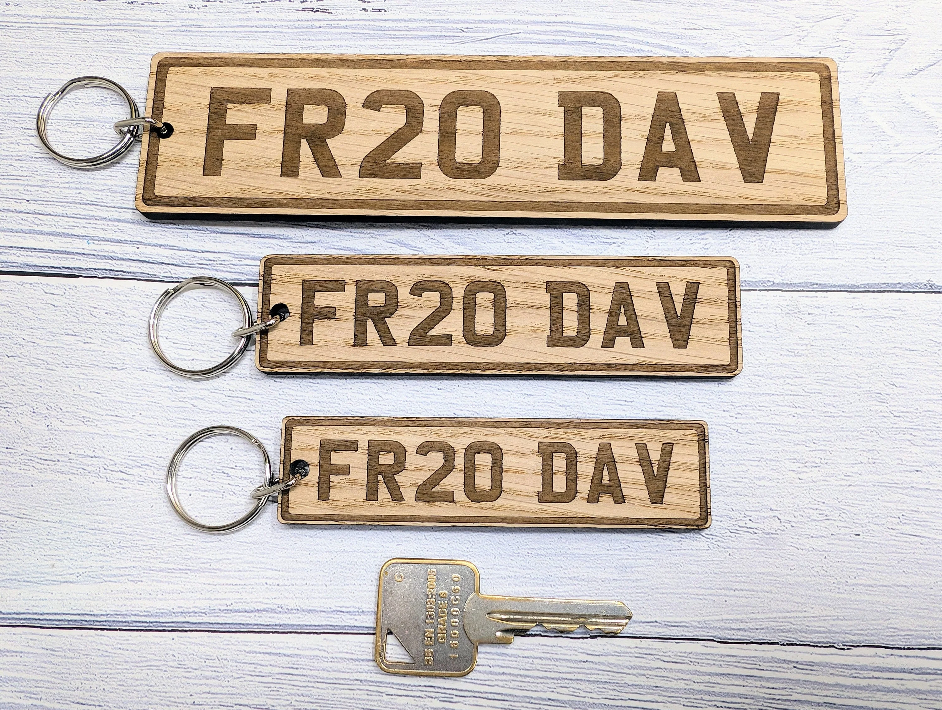 Custom UK Car Plate Keyring - Handmade Eco-Friendly Oak, Personalised Vehicle Registration Gift, Available in 3 Sizes - Image 4