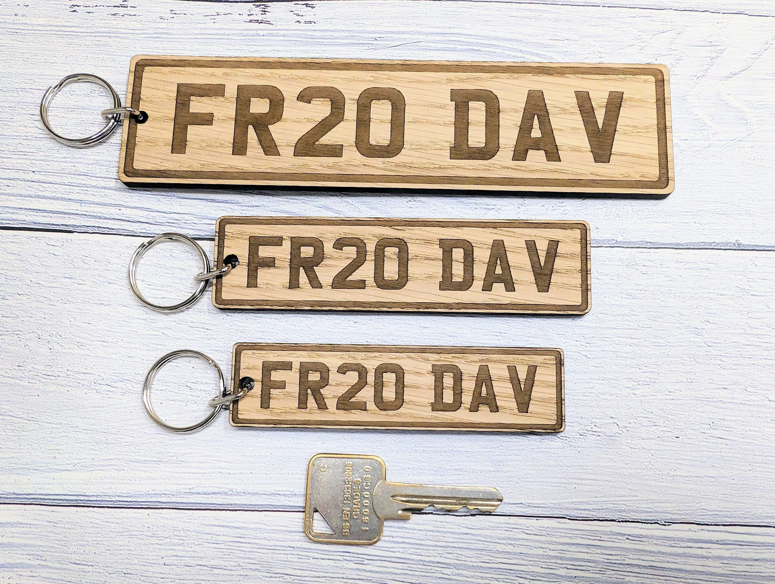 Custom UK Car Plate Keyring - Handmade Eco-Friendly Oak, Personalised Vehicle Registration Gift, Available in 3 Sizes - Image 5