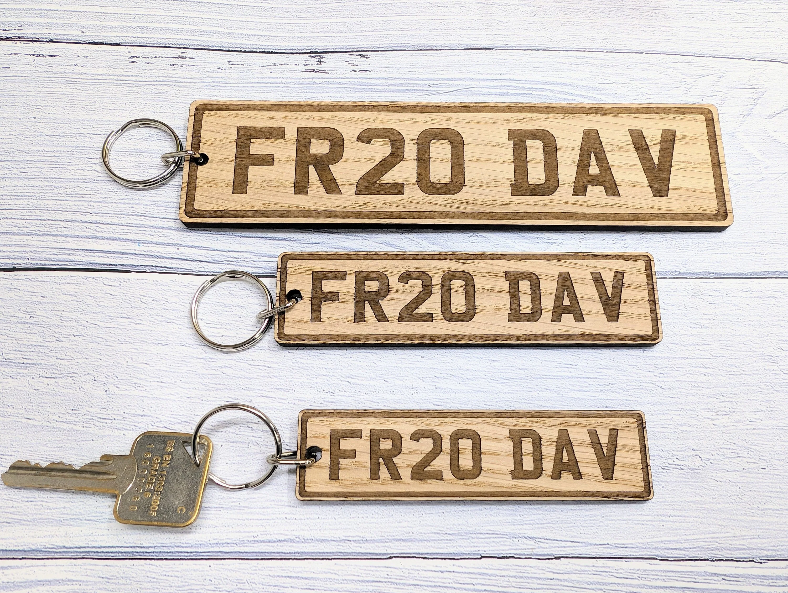 Custom UK Car Plate Keyring - Handmade Eco-Friendly Oak, Personalised Vehicle Registration Gift, Available in 3 Sizes - Image 6
