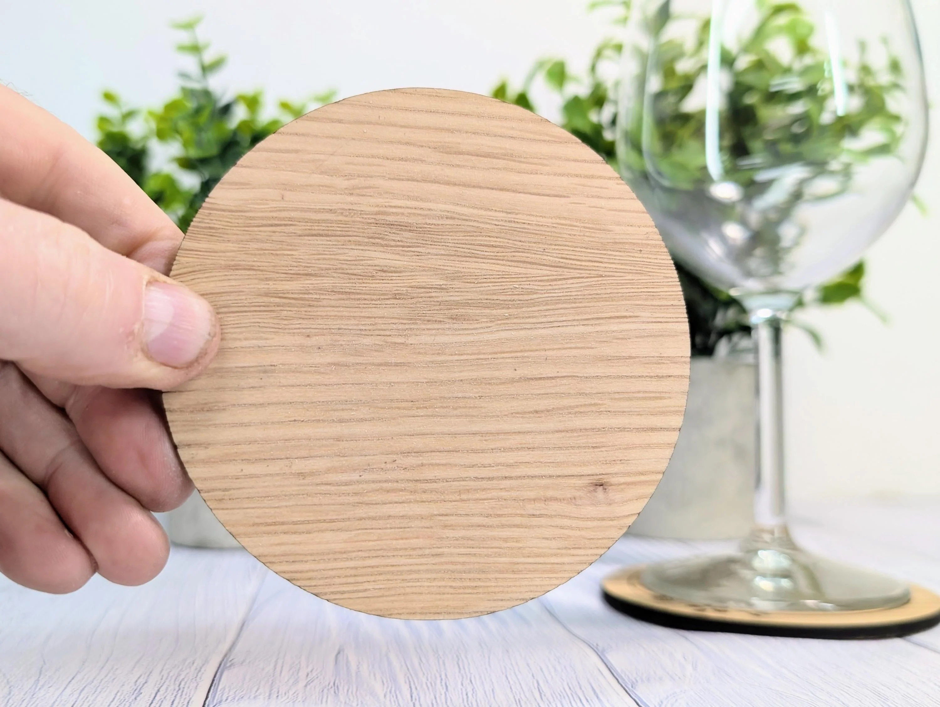 Custom Wooden Coasters – Eco-Friendly Gift, Personalised Text, Engraved Border – Bespoke Sustainable Craft, 100mm Diameter, Coffee & Tea - Image 3