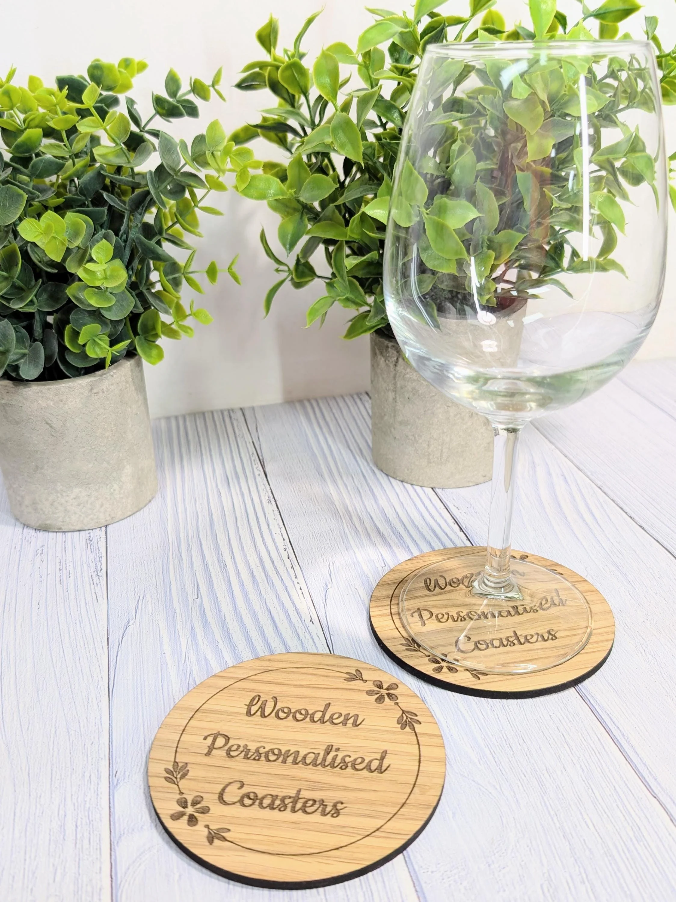 Custom Wooden Coasters – Eco-Friendly Gift, Personalised Text, Engraved Border – Bespoke Sustainable Craft, 100mm Diameter, Coffee & Tea - Image 9