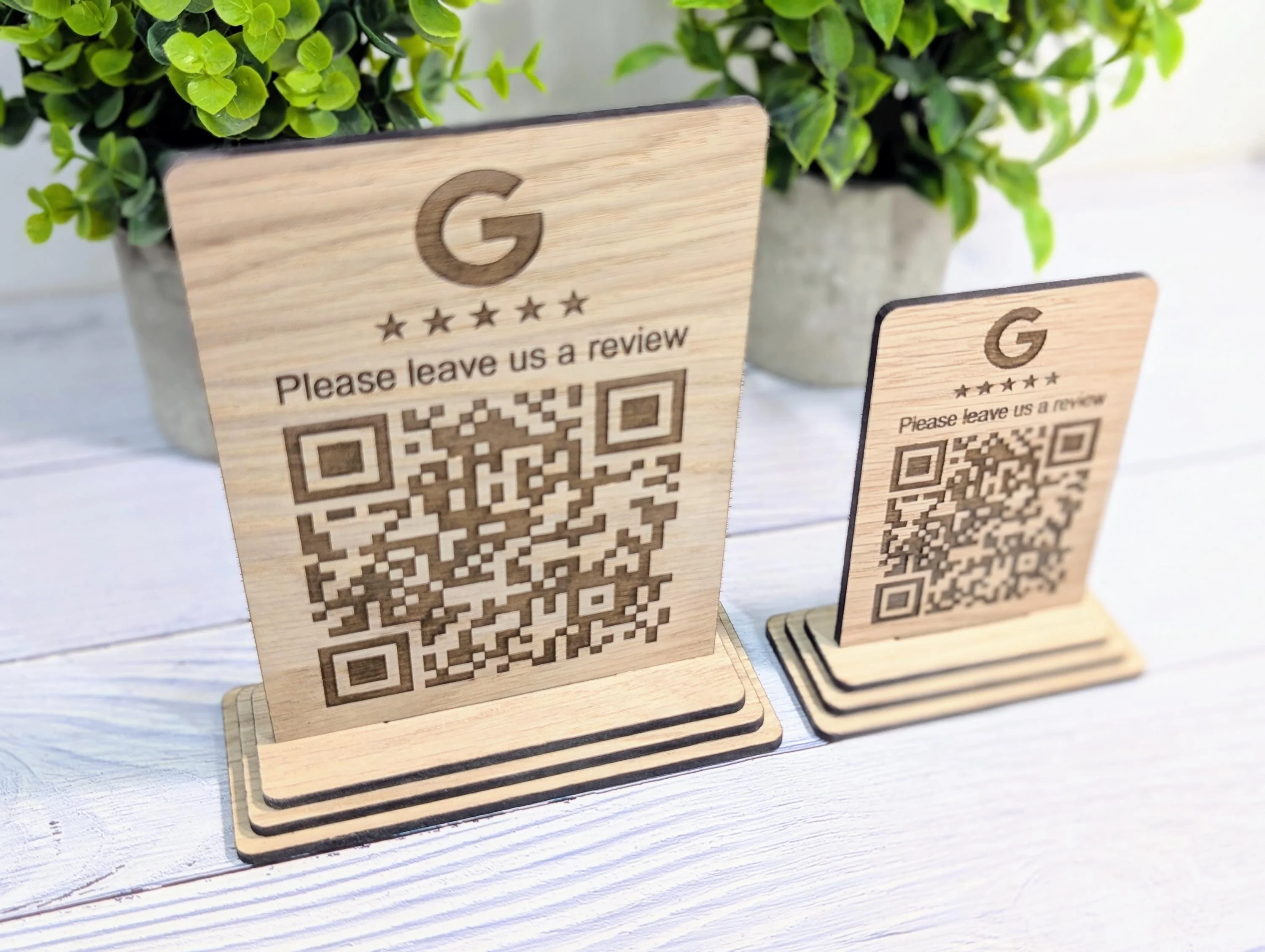 Custom Wooden Google Review Sign with QR Code | Business Review Plaque with Logo | Eco Friendly Point of Sale Display | 2 Sizes - Image 3