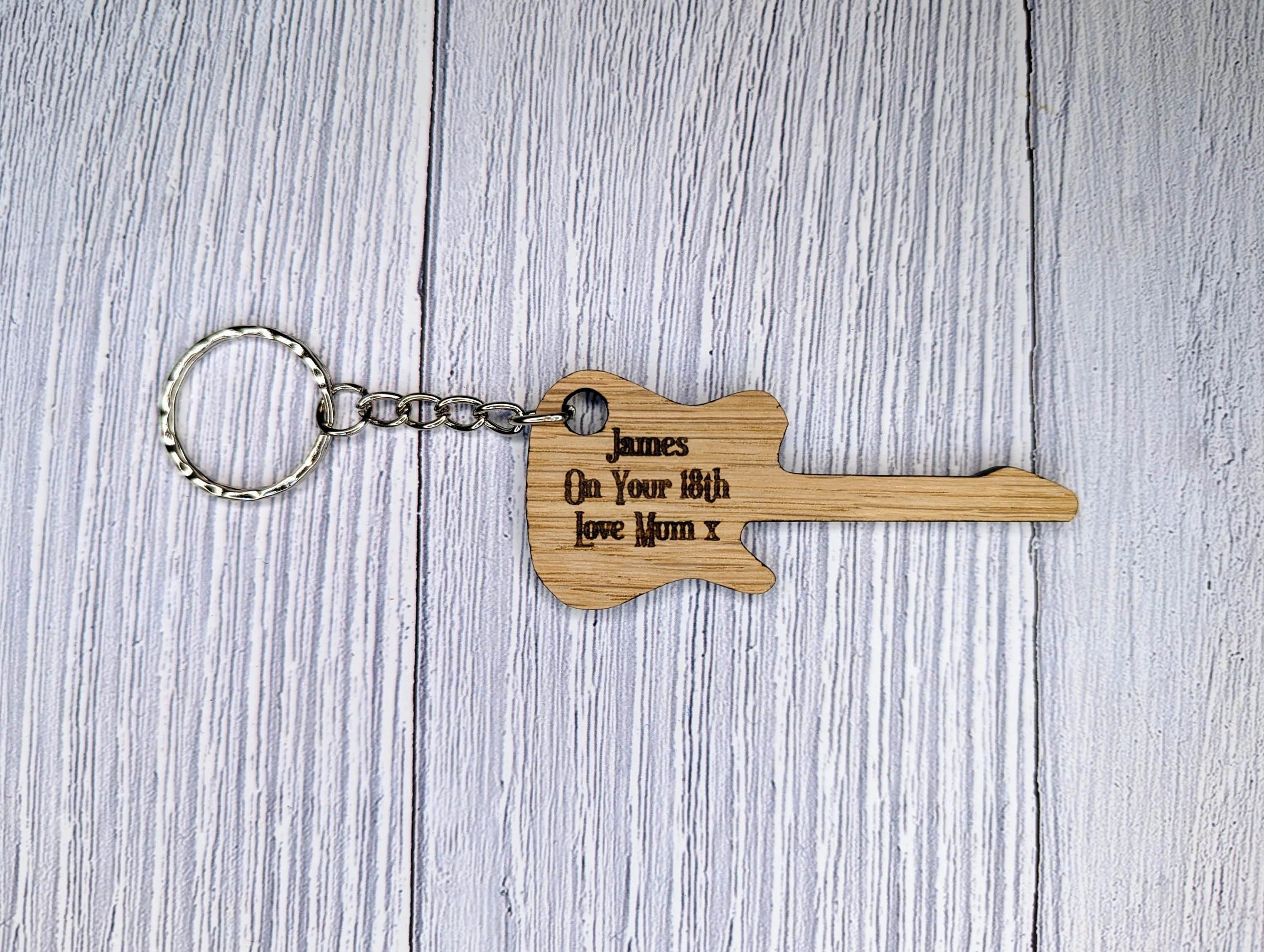 Custom Wooden Guitar Keyrings - Acoustic & Electric - Personalised Music Gift - Bag Charm - Bag Tag - Image 3