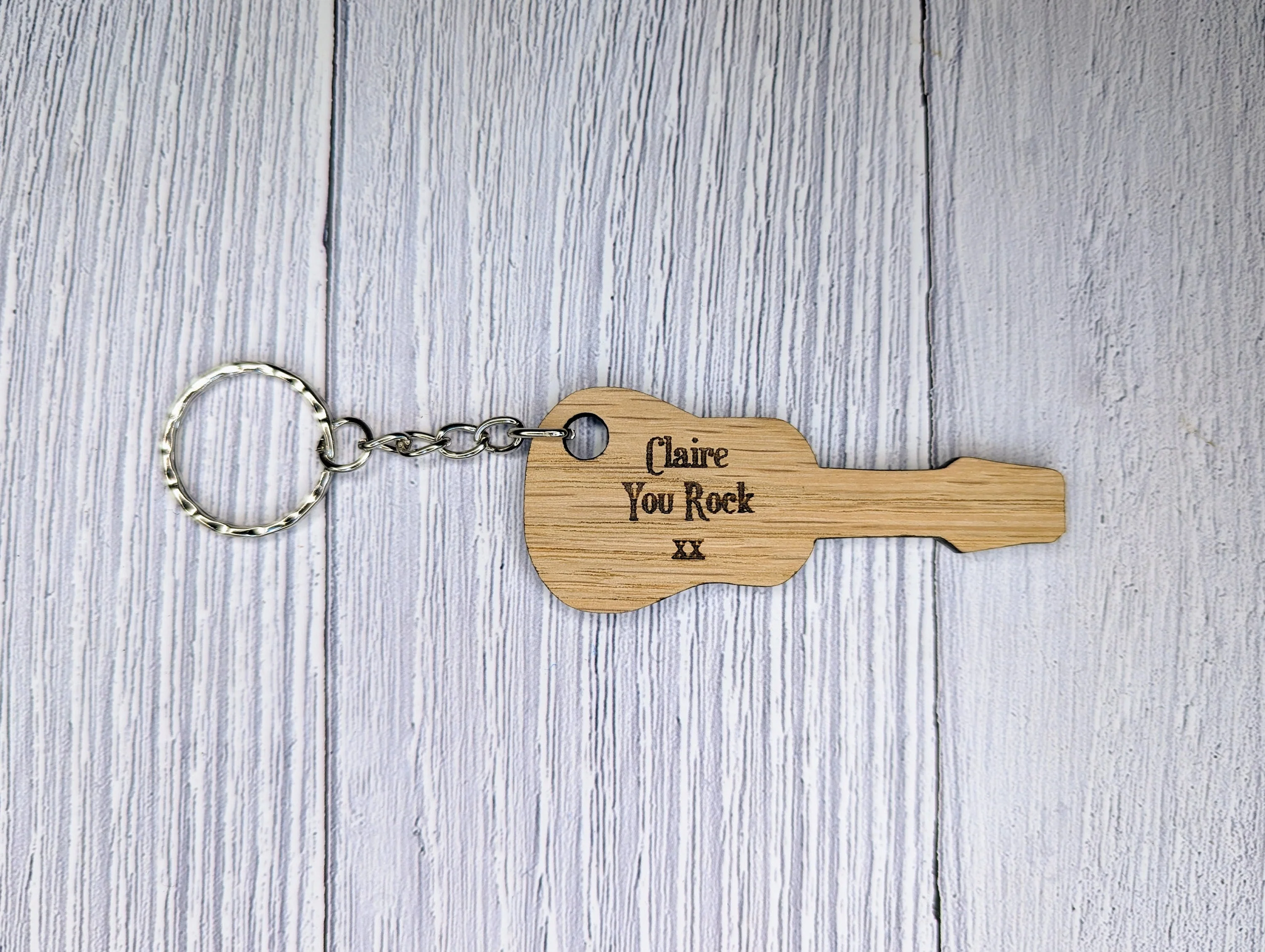 Custom Wooden Guitar Keyrings - Acoustic & Electric - Personalised Music Gift - Bag Charm - Bag Tag - Image 4