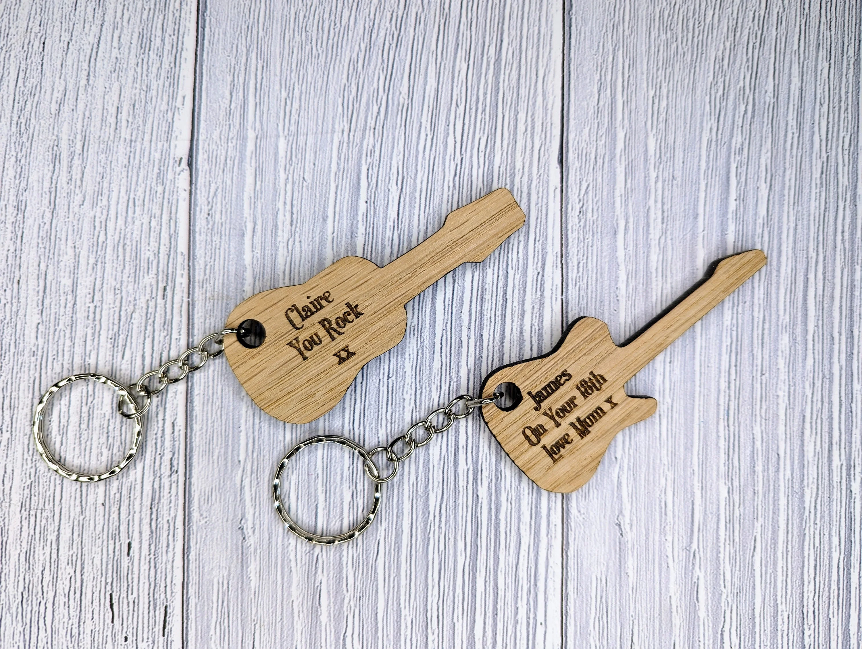 Custom Wooden Guitar Keyrings - Acoustic & Electric - Personalised Music Gift - Bag Charm - Bag Tag - Image 7