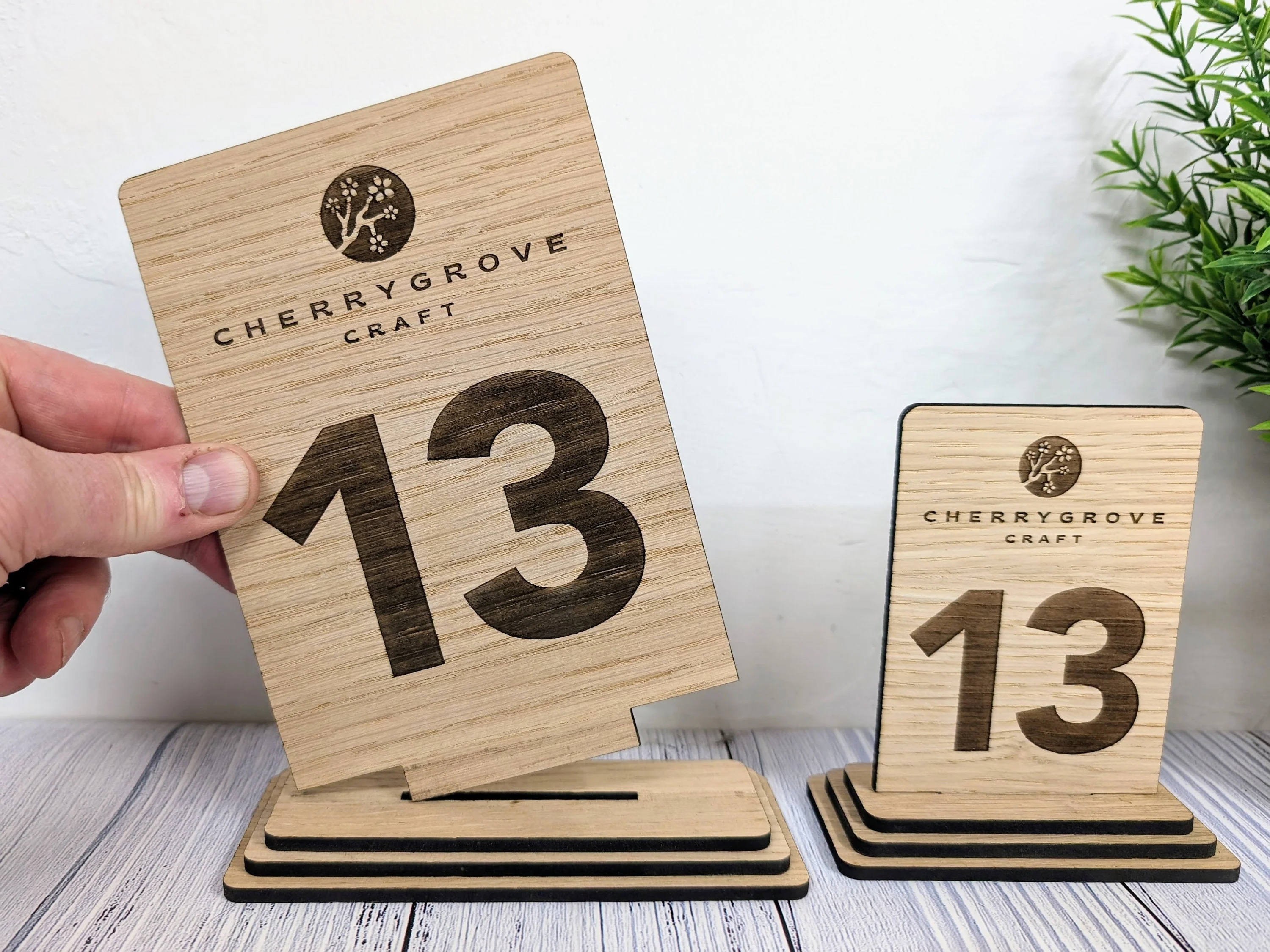 Custom Wooden Table Numbers, Company Logo Corporate Events - 2 Sizes, Single or Double-Sided - Image 2