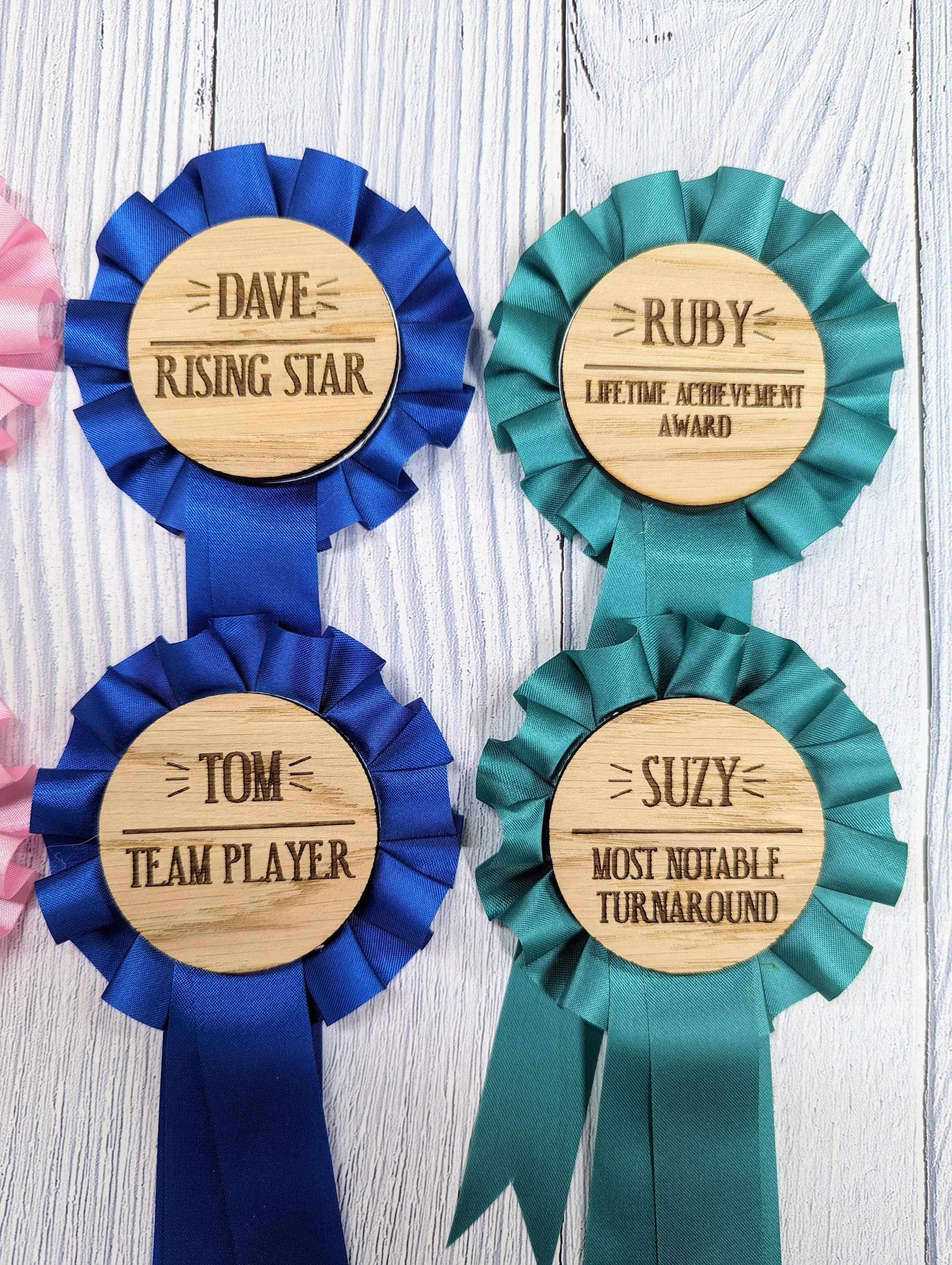Customer Service Recognition Rosettes: Celebrate Achievements with Eco- Friendly Personalised Wooden Awards - Image 3