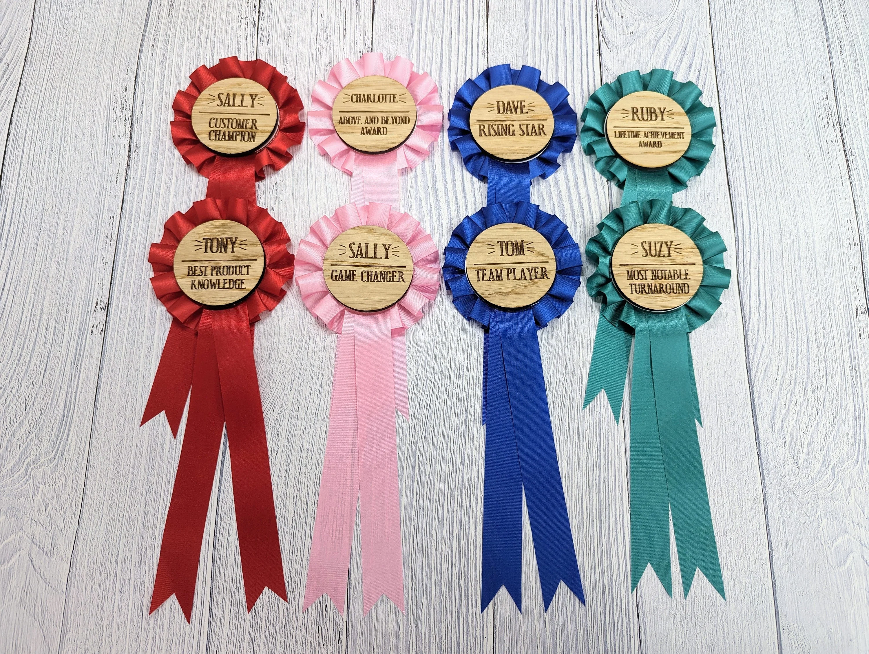 Customer Service Recognition Rosettes: Celebrate Achievements with Eco- Friendly Personalised Wooden Awards - Image 4