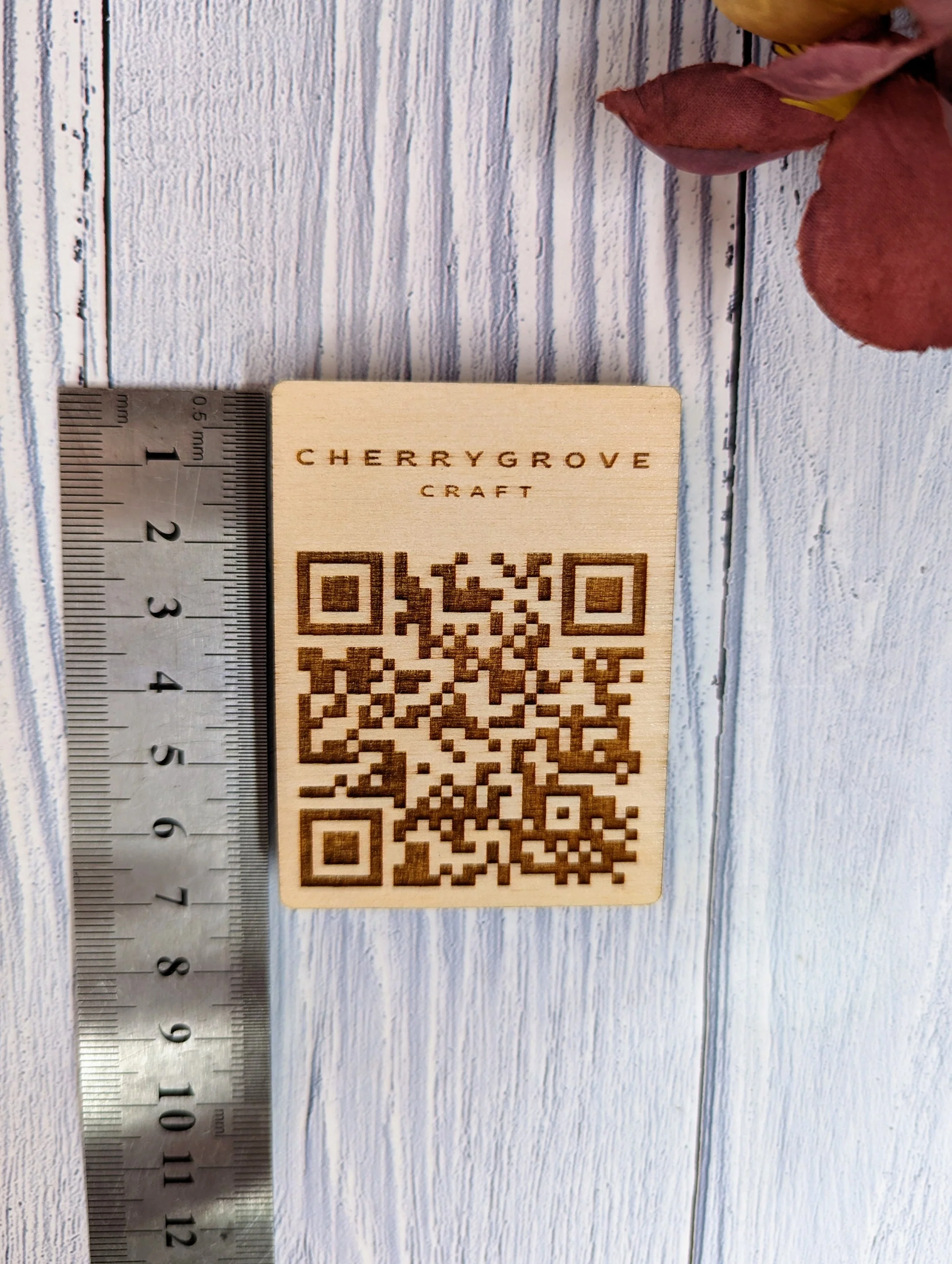 Customisable Wooden QR Code Block: Restaurant Cafe Sign (67x50x12mm) - Image 3