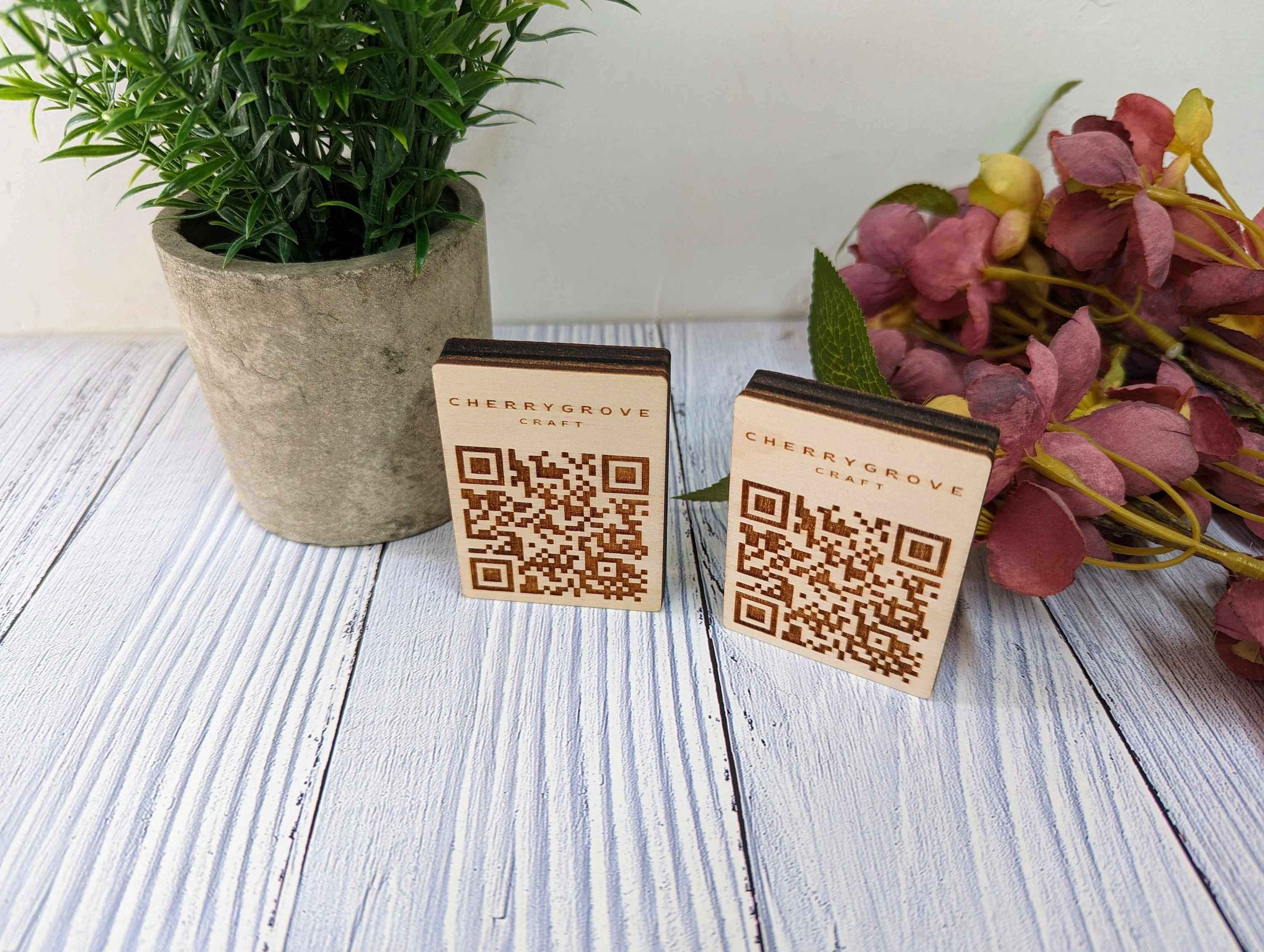 Customisable Wooden QR Code Block: Restaurant Cafe Sign (67x50x12mm) - Image 6