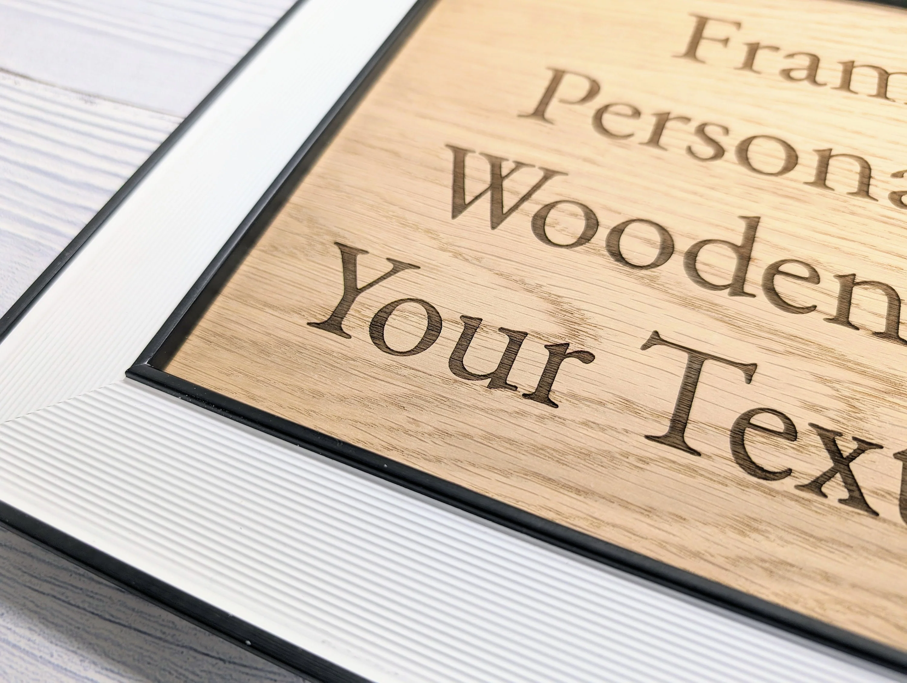Customisable Wooden Sign in Monochrome Frame - Personalised Oak Plaque | 253x202mm, Versatile Wall/Table Decor, Handcrafted - Image 7