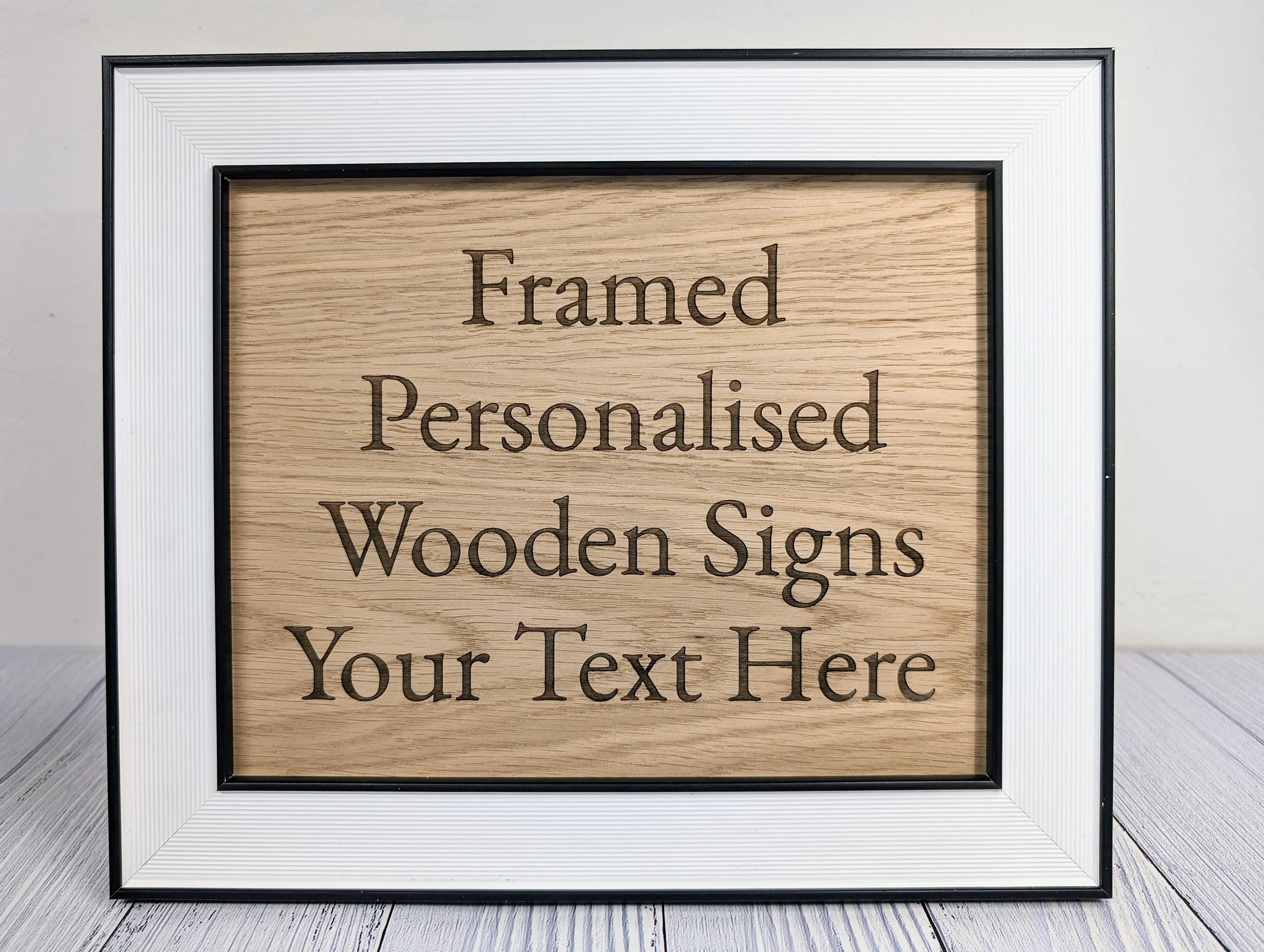 Customisable Wooden Sign in Monochrome Frame - Personalised Oak Plaque | 253x202mm, Versatile Wall/Table Decor, Handcrafted - Image 9