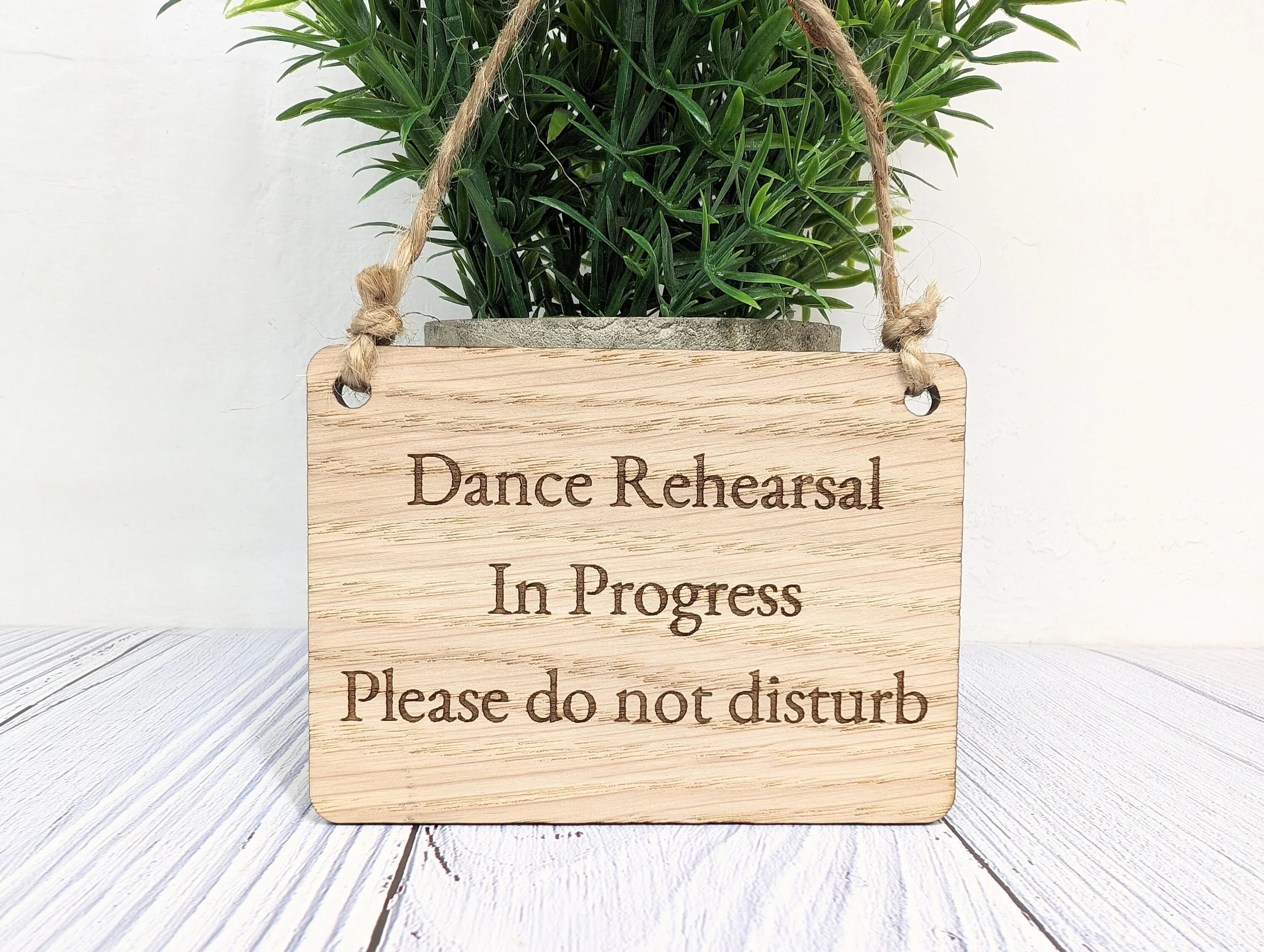 Dance Rehearsal in Progress - Sign - Handcrafted Oak Veneer Door Sign with Jute String, Perfect for Studios - Made in Wales - Image 4
