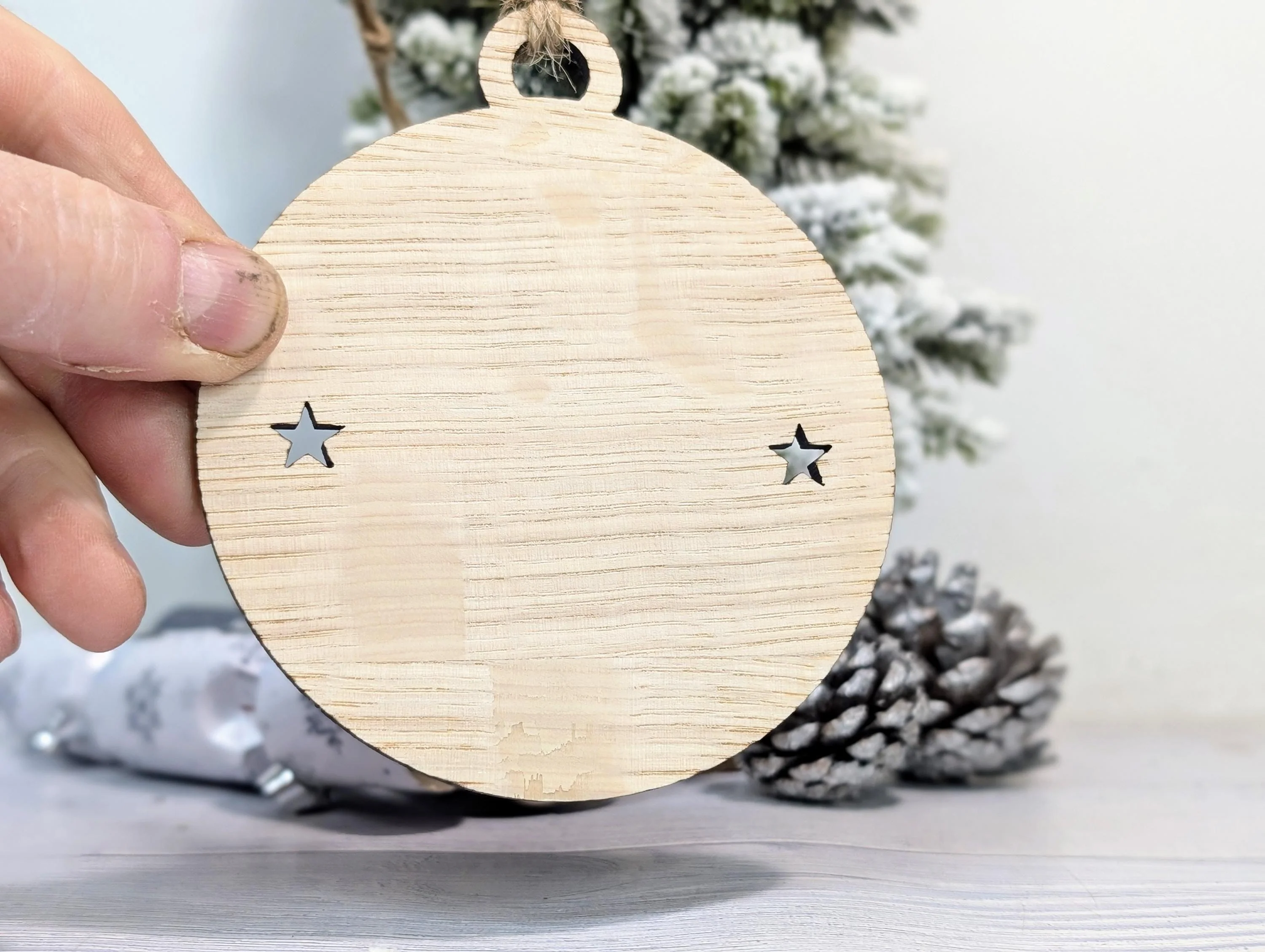 Design Your Own Wooden Bauble - Send Your Drawing, Welsh Custom Christmas Decoration in Oak Veneer - Personalised Xmas Decor Ornament - Image 3
