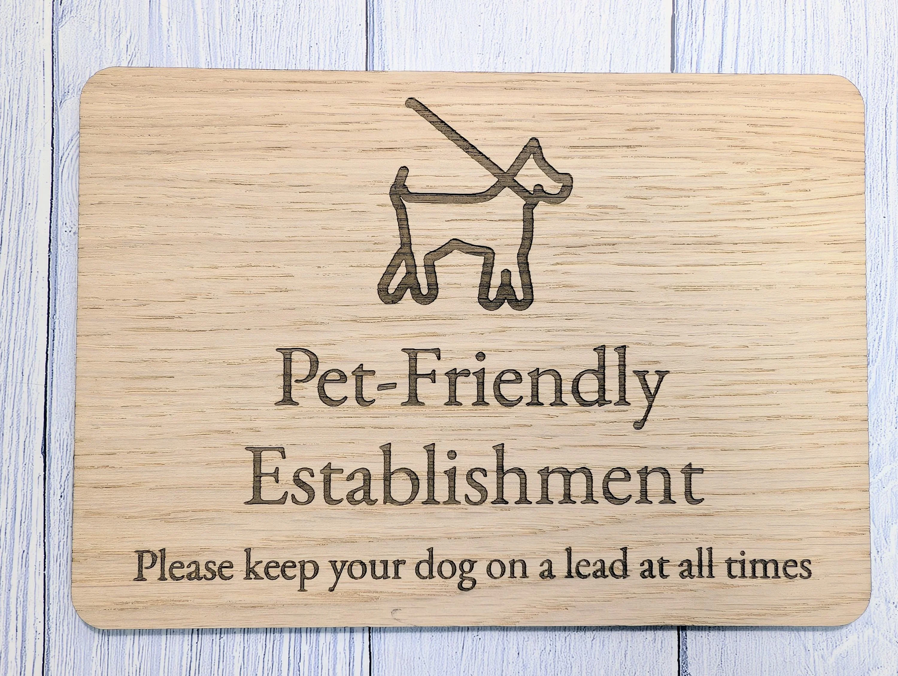 Dog on Lead Sign – Pet Friendly Establishment Sign – Oak Veneer Dog Sign – Keep Dogs on Lead – Optional Wooden Stand - Image 2