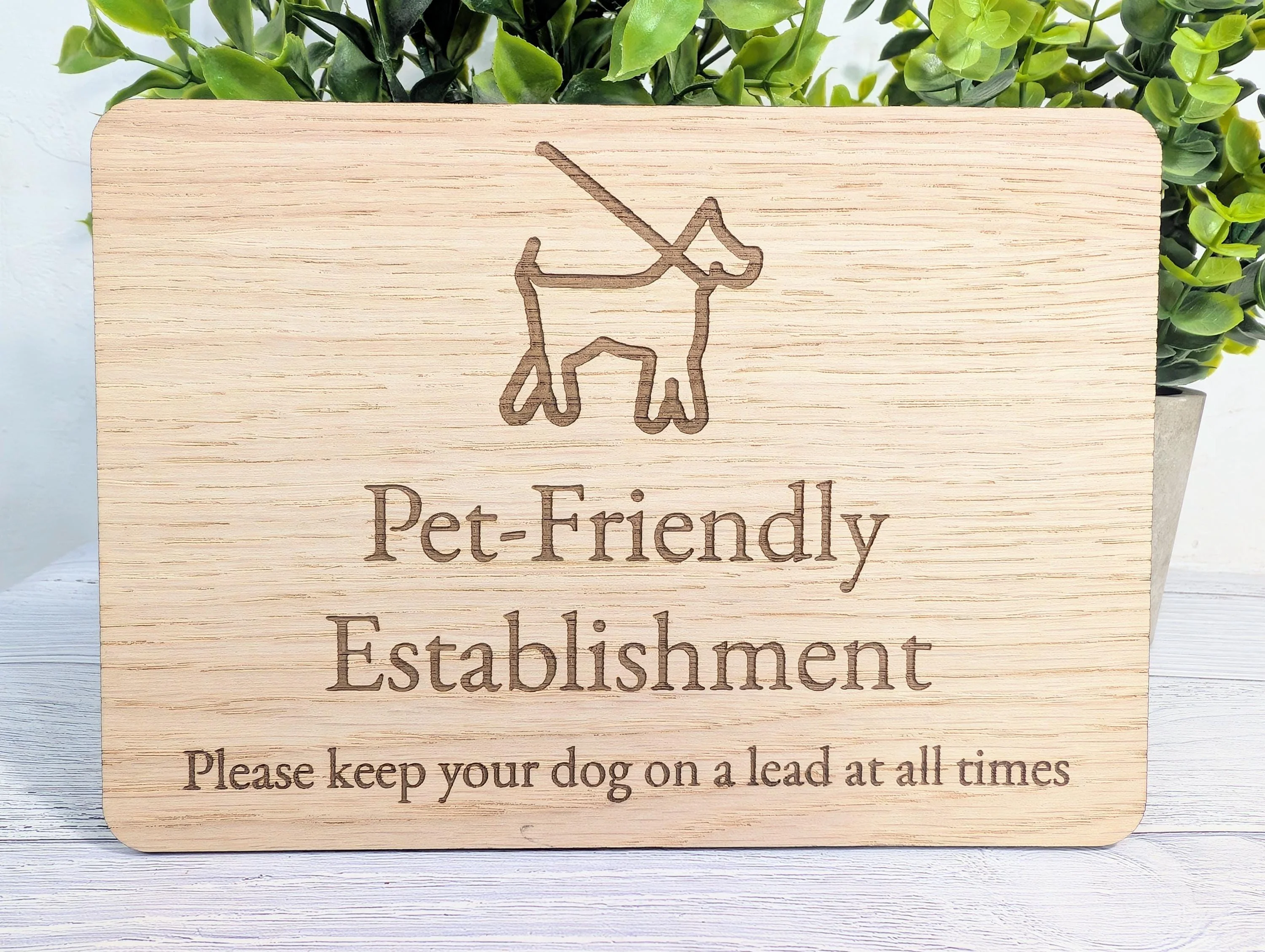 Dog on Lead Sign – Pet Friendly Establishment Sign – Oak Veneer Dog Sign – Keep Dogs on Lead – Optional Wooden Stand - Image 5