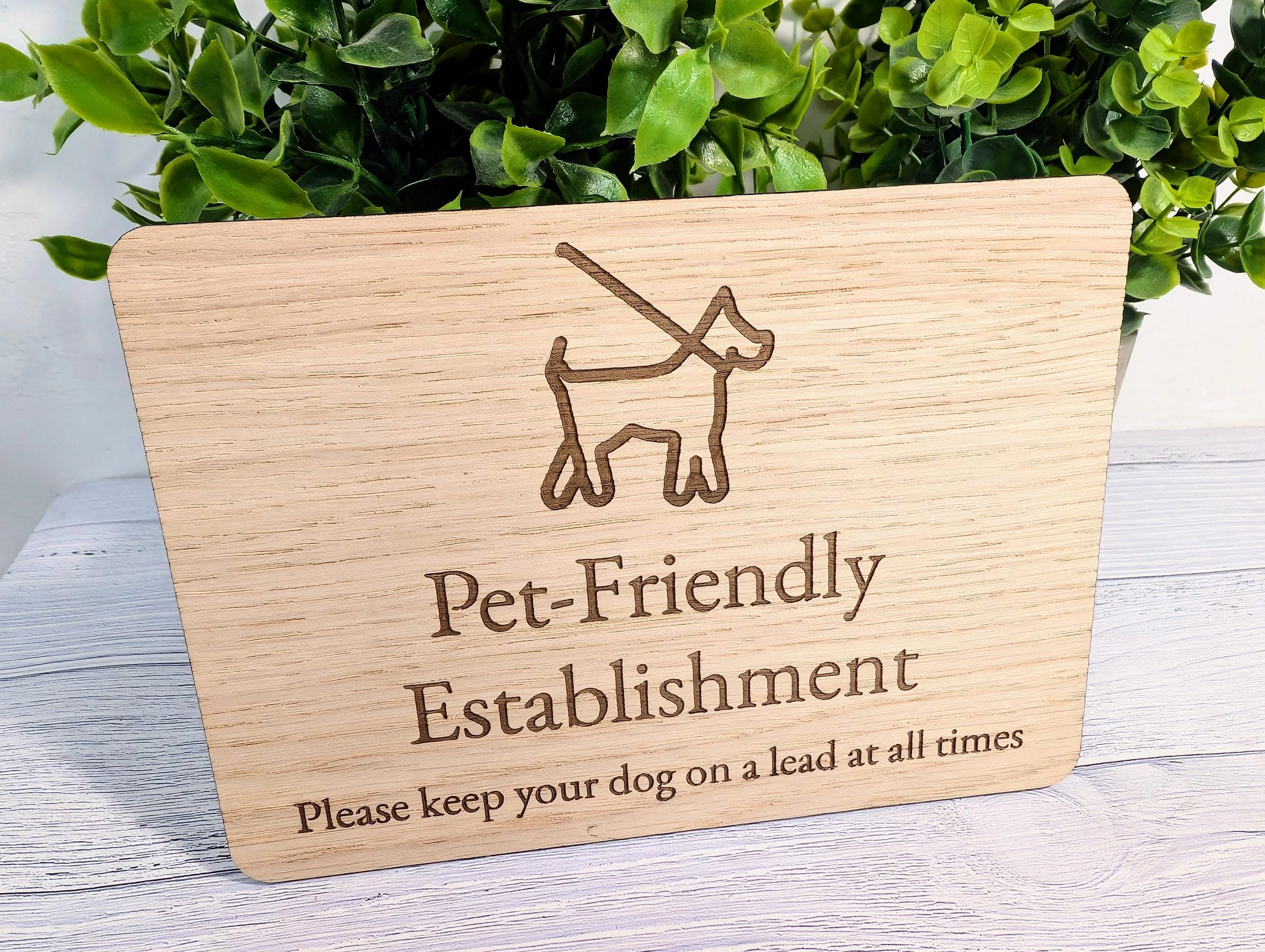 Dog on Lead Sign – Pet Friendly Establishment Sign – Oak Veneer Dog Sign – Keep Dogs on Lead – Optional Wooden Stand - Image 7