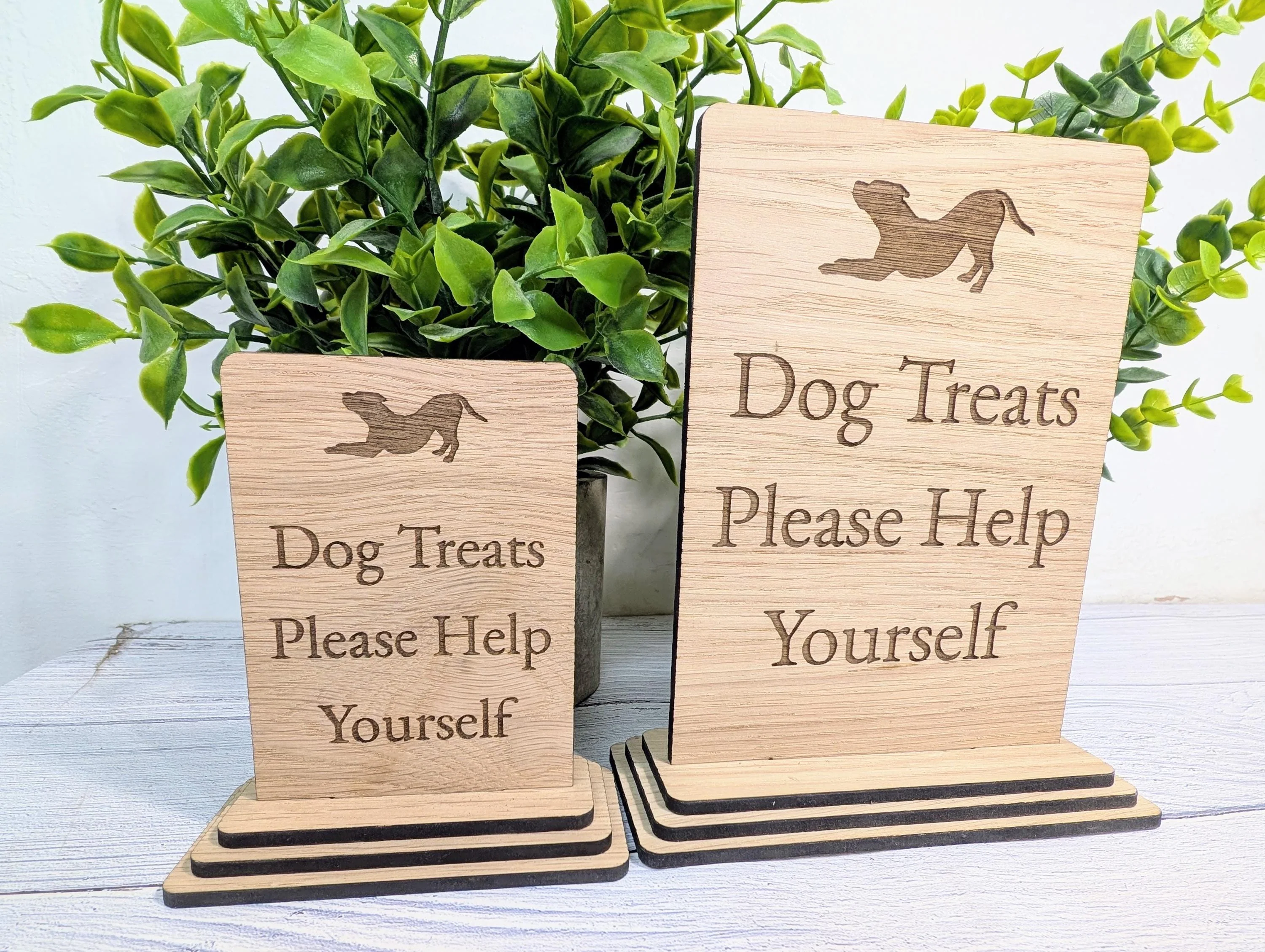 Dog Treats Sign – Freestanding Wooden Pet Treat Station, Cute Engraved Dog Design, Rustic Home, Pub & Café Decor, Sustainable Oak Finish - Image 3