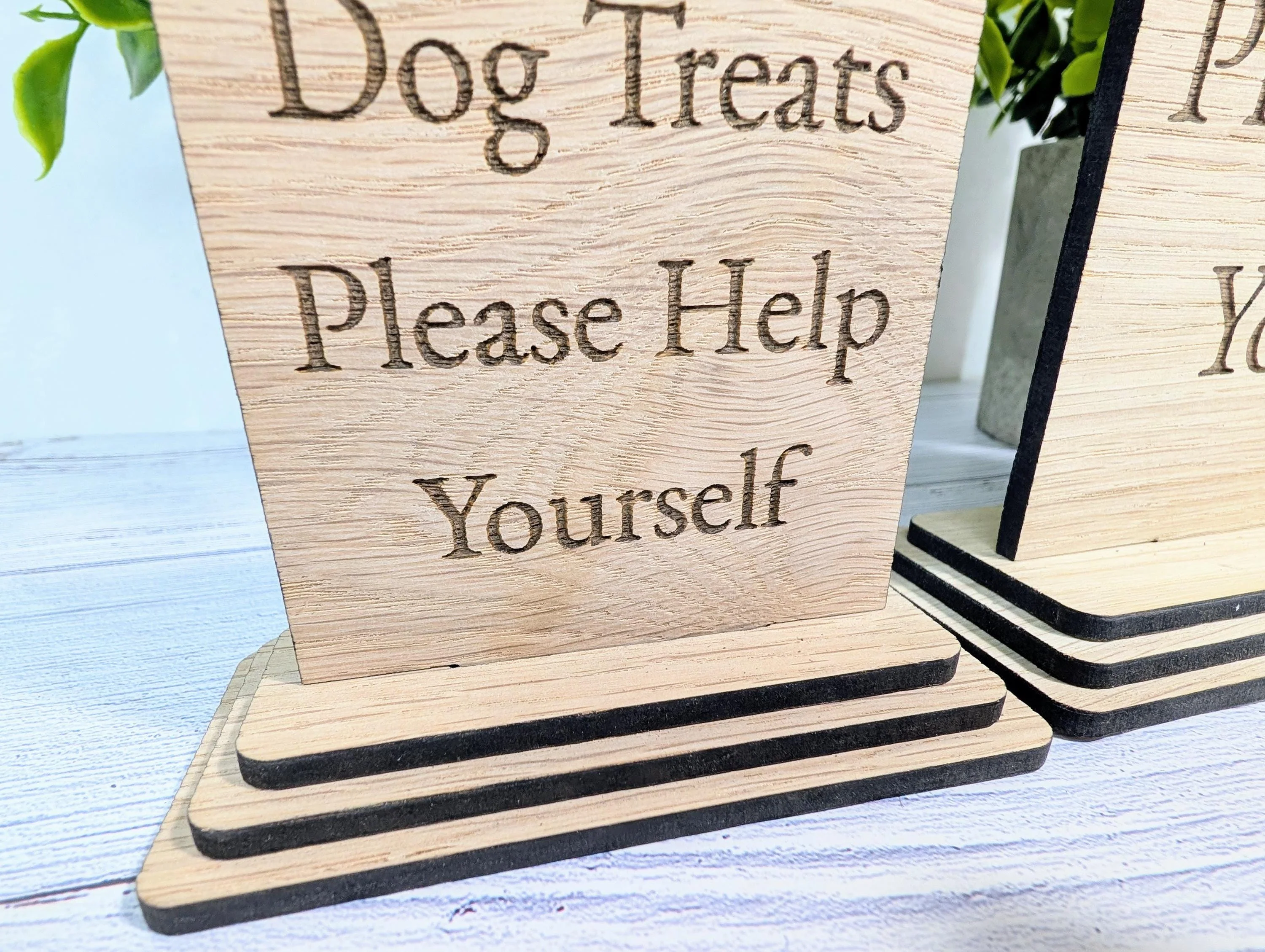 Dog Treats Sign – Freestanding Wooden Pet Treat Station, Cute Engraved Dog Design, Rustic Home, Pub & Café Decor, Sustainable Oak Finish - Image 4