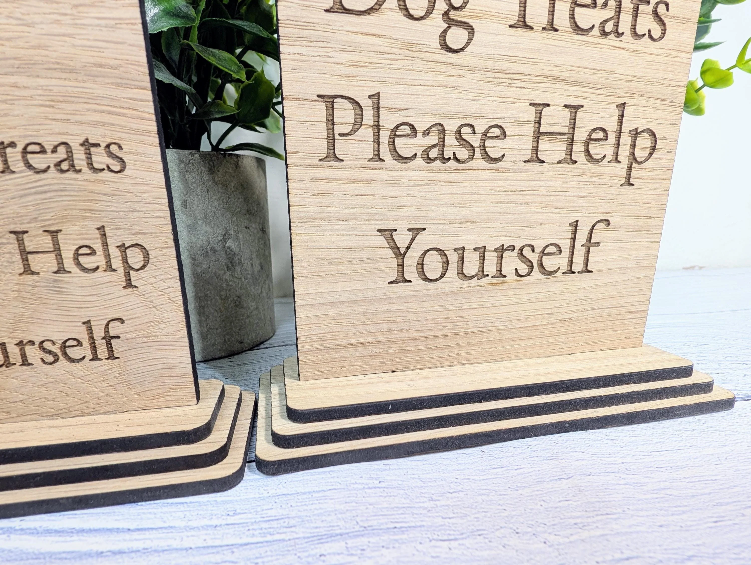 Dog Treats Sign – Freestanding Wooden Pet Treat Station, Cute Engraved Dog Design, Rustic Home, Pub & Café Decor, Sustainable Oak Finish - Image 5