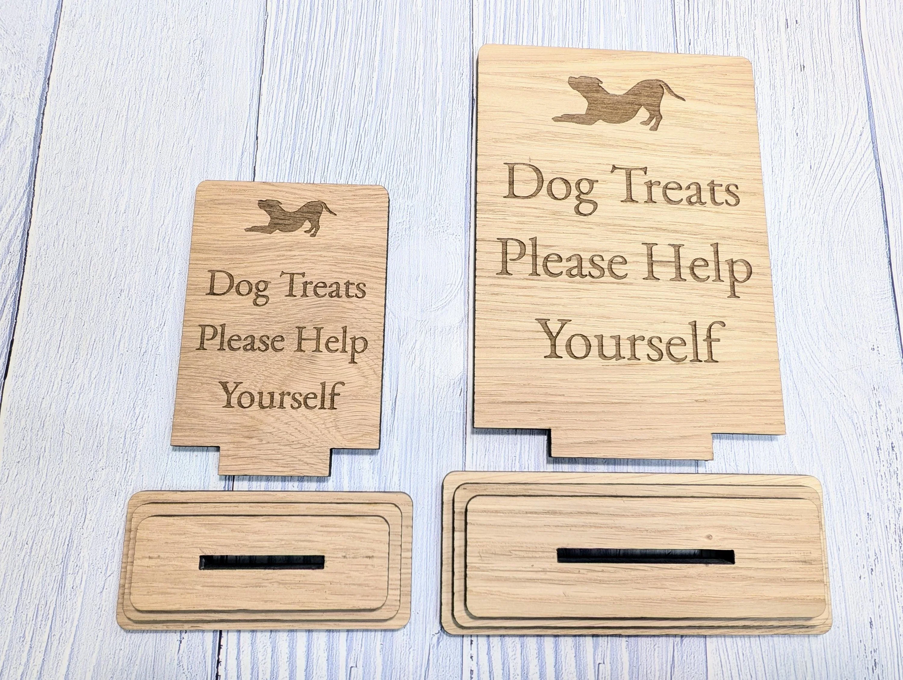 Dog Treats Sign – Freestanding Wooden Pet Treat Station, Cute Engraved Dog Design, Rustic Home, Pub & Café Decor, Sustainable Oak Finish - Image 6