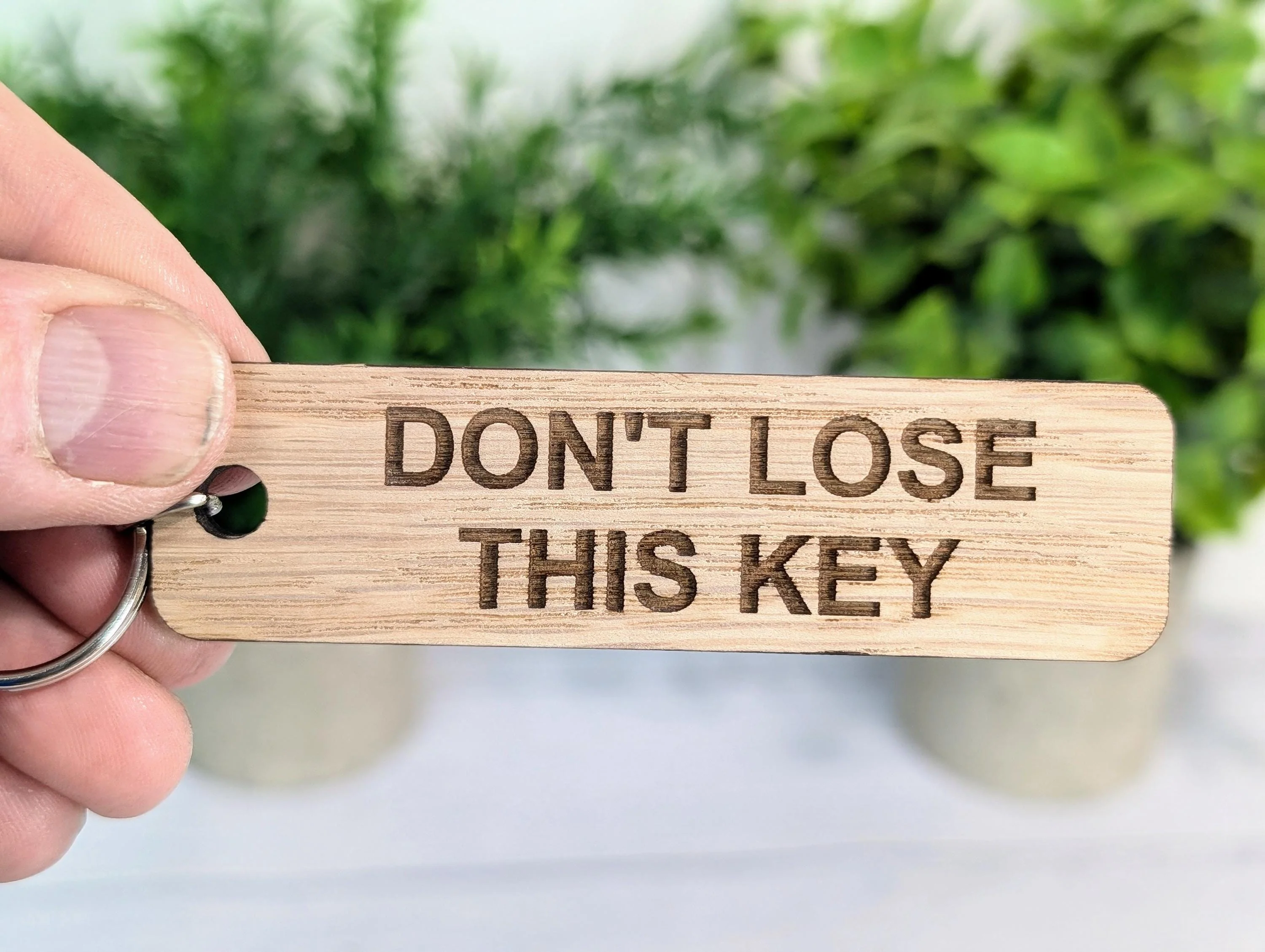 Don't Lose This Key, Oak Keyring 90x25mm, Sustainable Wood | Handmade in Wales | Eco-Friendly | BnB Idea | Forgetful Gift | Keychain