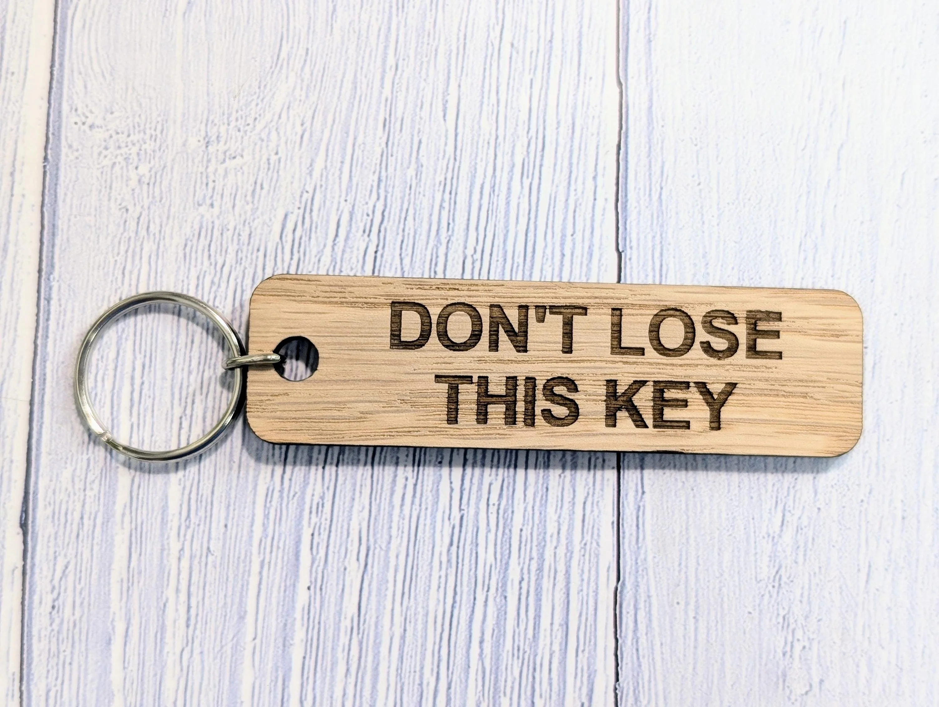 Don't Lose This Key, Oak Keyring 90x25mm, Sustainable Wood | Handmade in Wales | Eco-Friendly | BnB Idea | Forgetful Gift | Keychain - Image 4