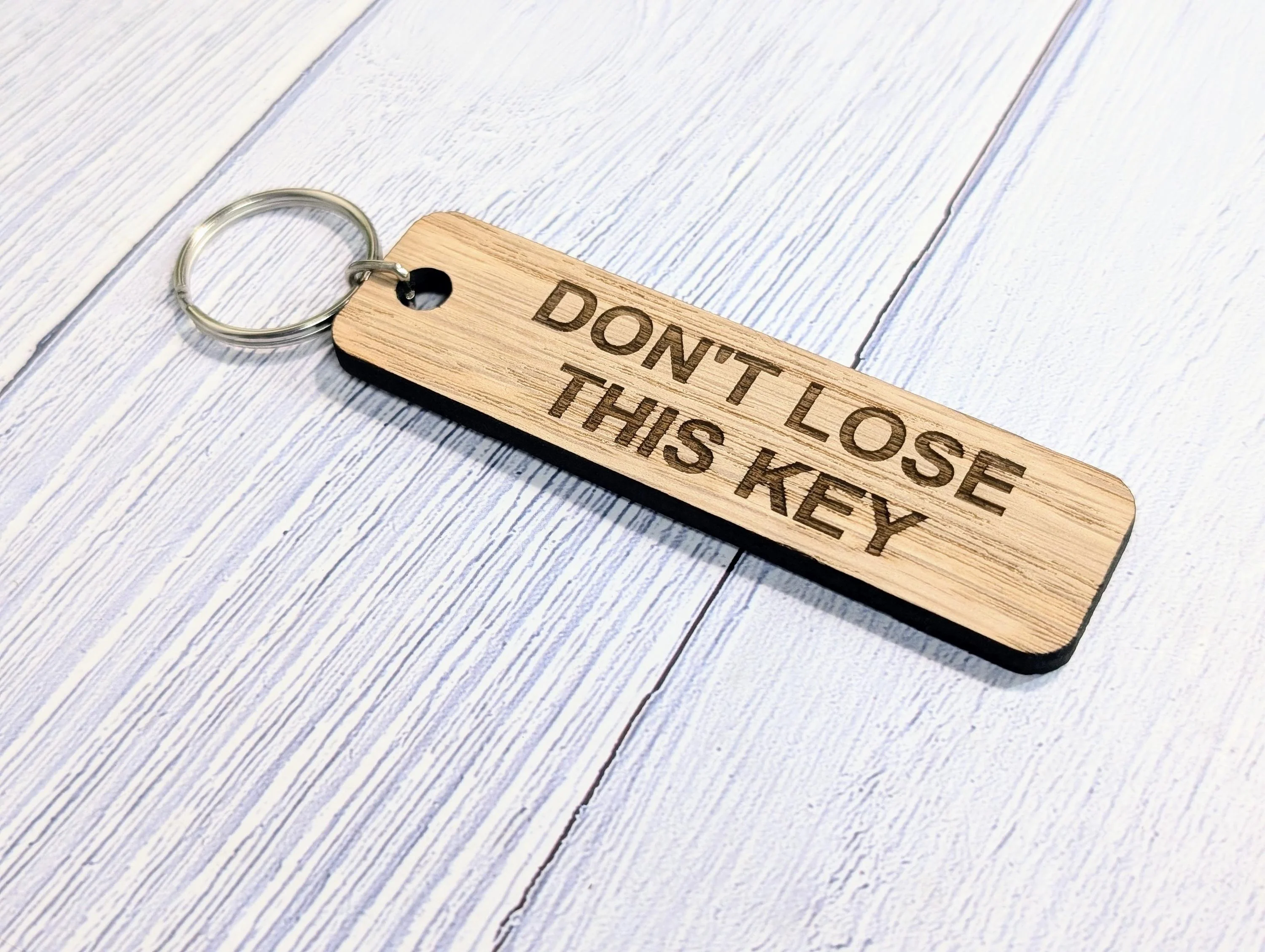 Don't Lose This Key, Oak Keyring 90x25mm, Sustainable Wood | Handmade in Wales | Eco-Friendly | BnB Idea | Forgetful Gift | Keychain - Image 5